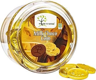 Gold Coin Milk Chocolates, 135 GMS Round Gift Pack, 60pcs, Coin Chocolate Gifts for Holi, Rakhi, Diwali, Anniversary, Birthday, Christmas, Valentines