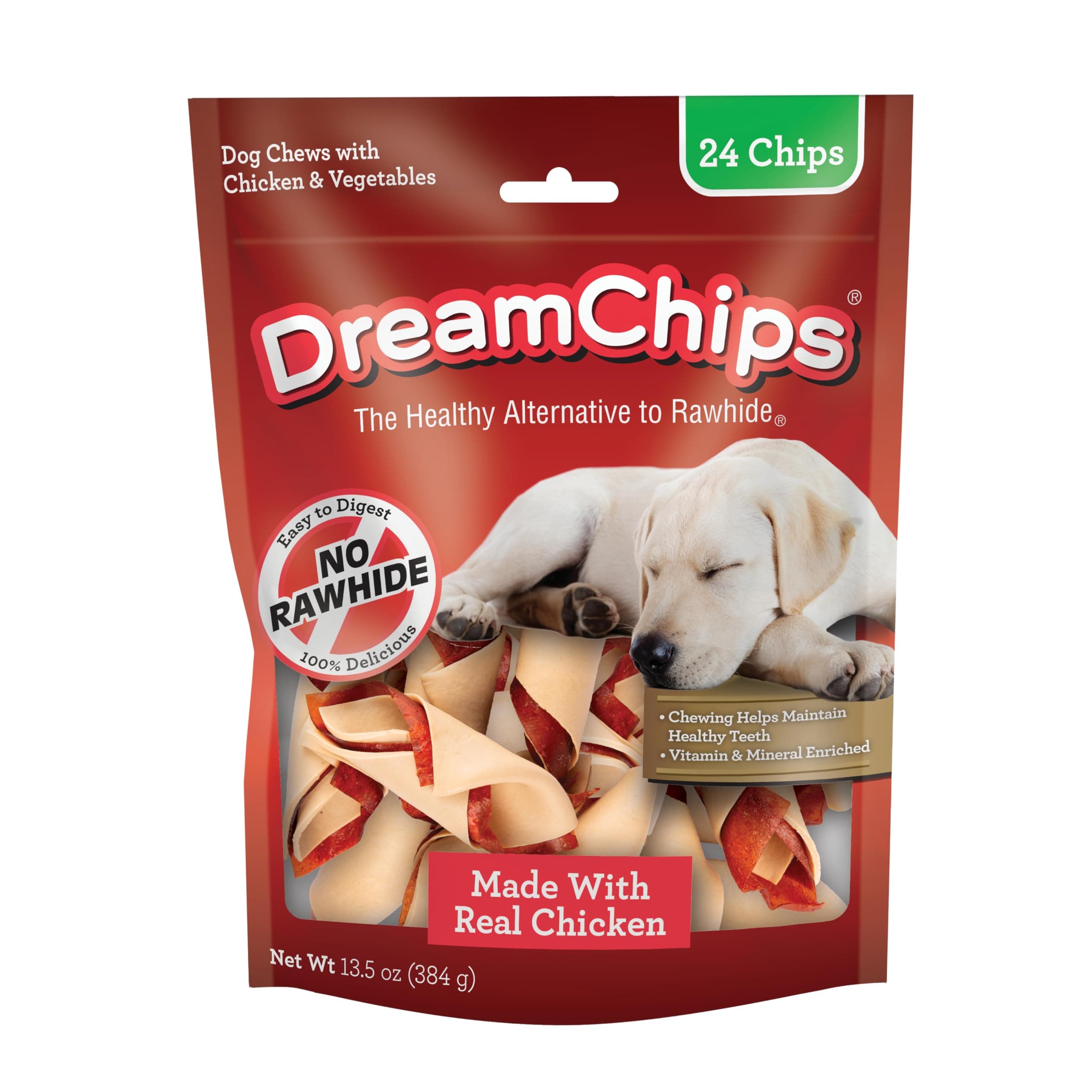 DreamBone Dreamchips Chicken Dog Chews, Rawhide Free, 24-Count