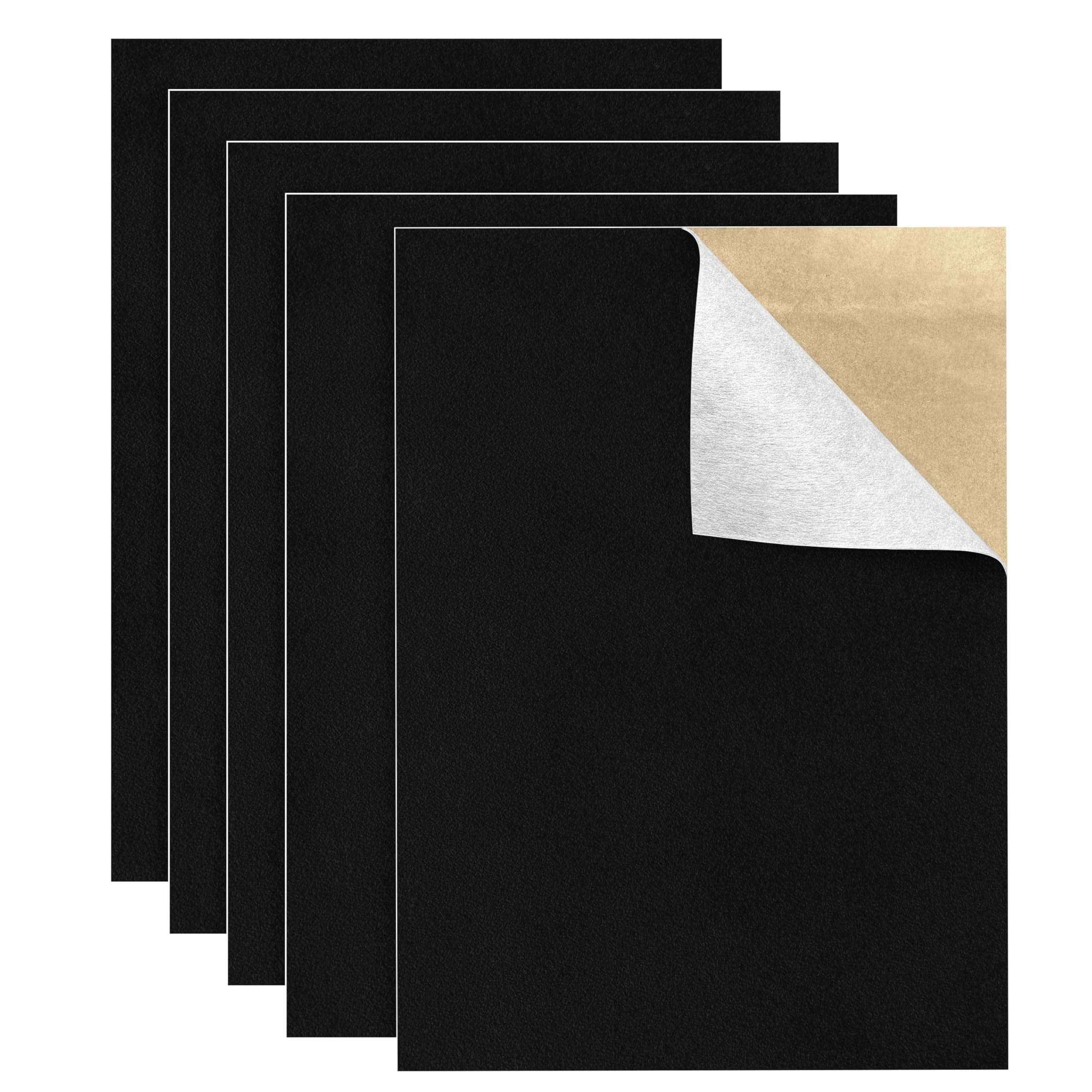 5PCS Self Adhesive Felt Sheet - Black Felt Sheets with Adhesive Backing for Drawer/Jewelry Box Liner (9" x 11")
