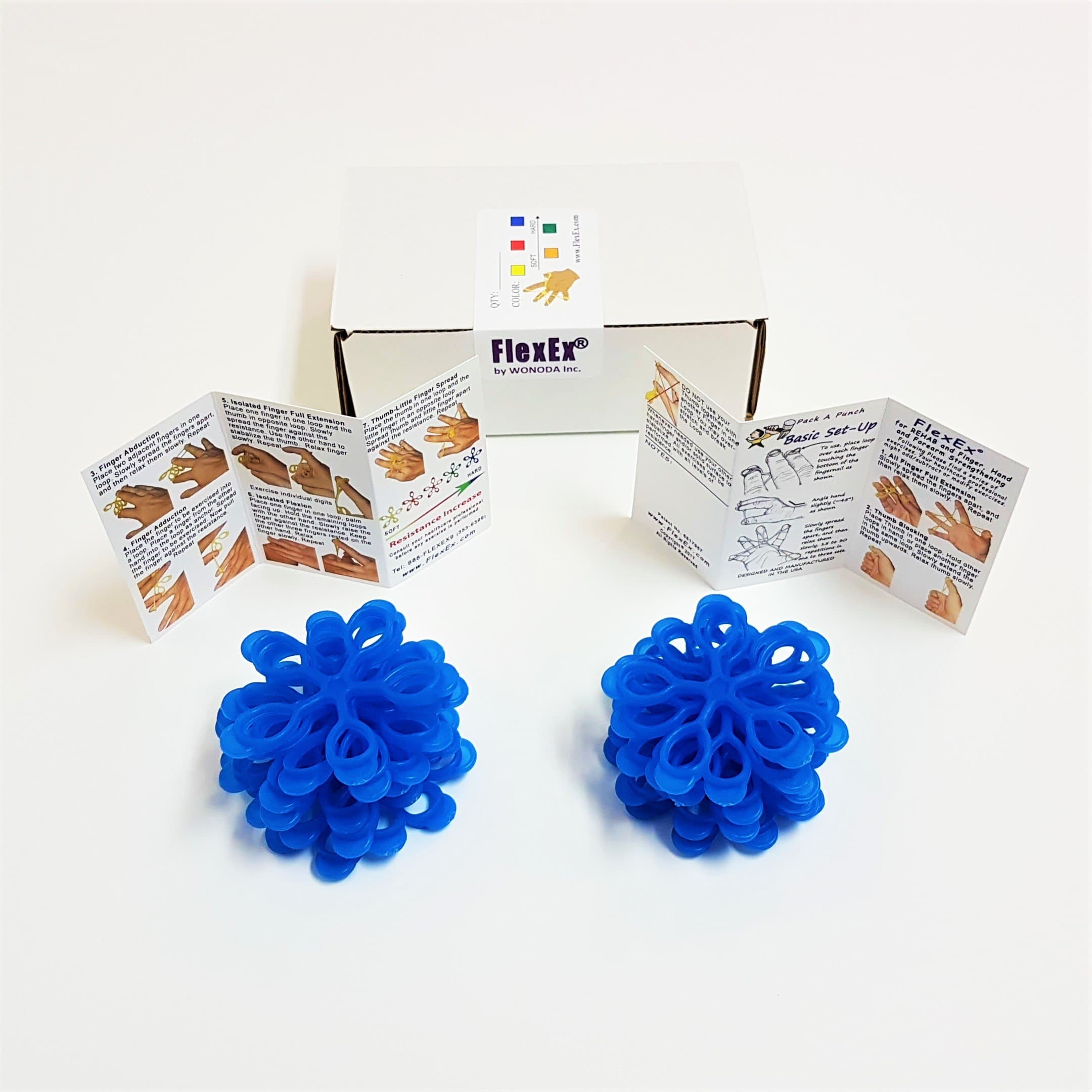 FlexExHand Exerciser - 20 Pack Blue - Hard Resistance, Made In USA