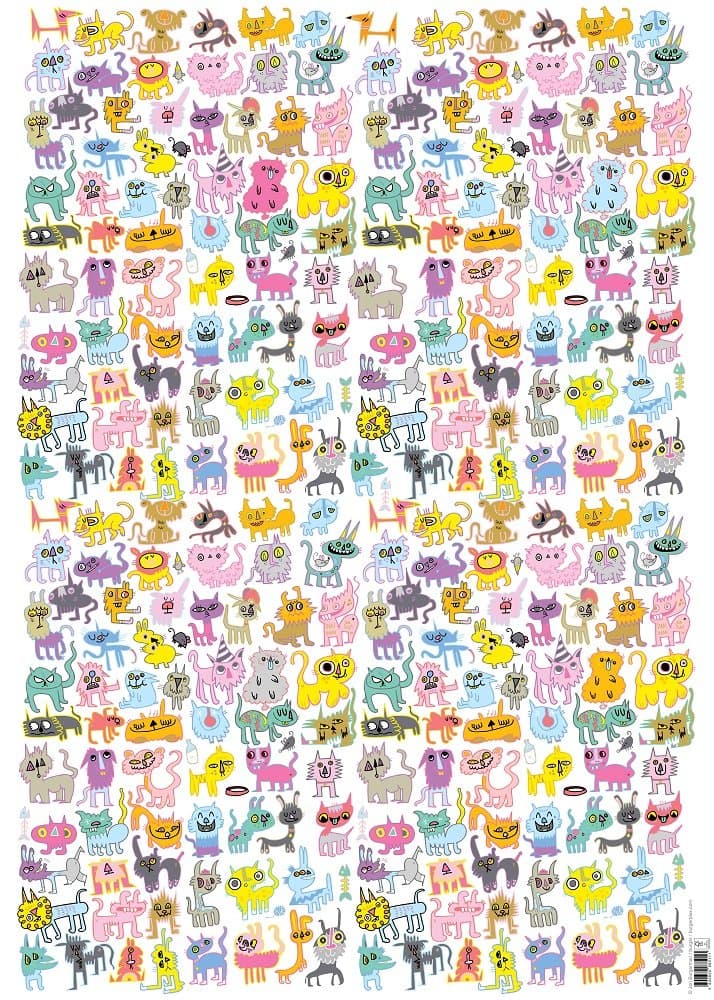 Jon Burgerman Cat Doodles Wrapping Paper