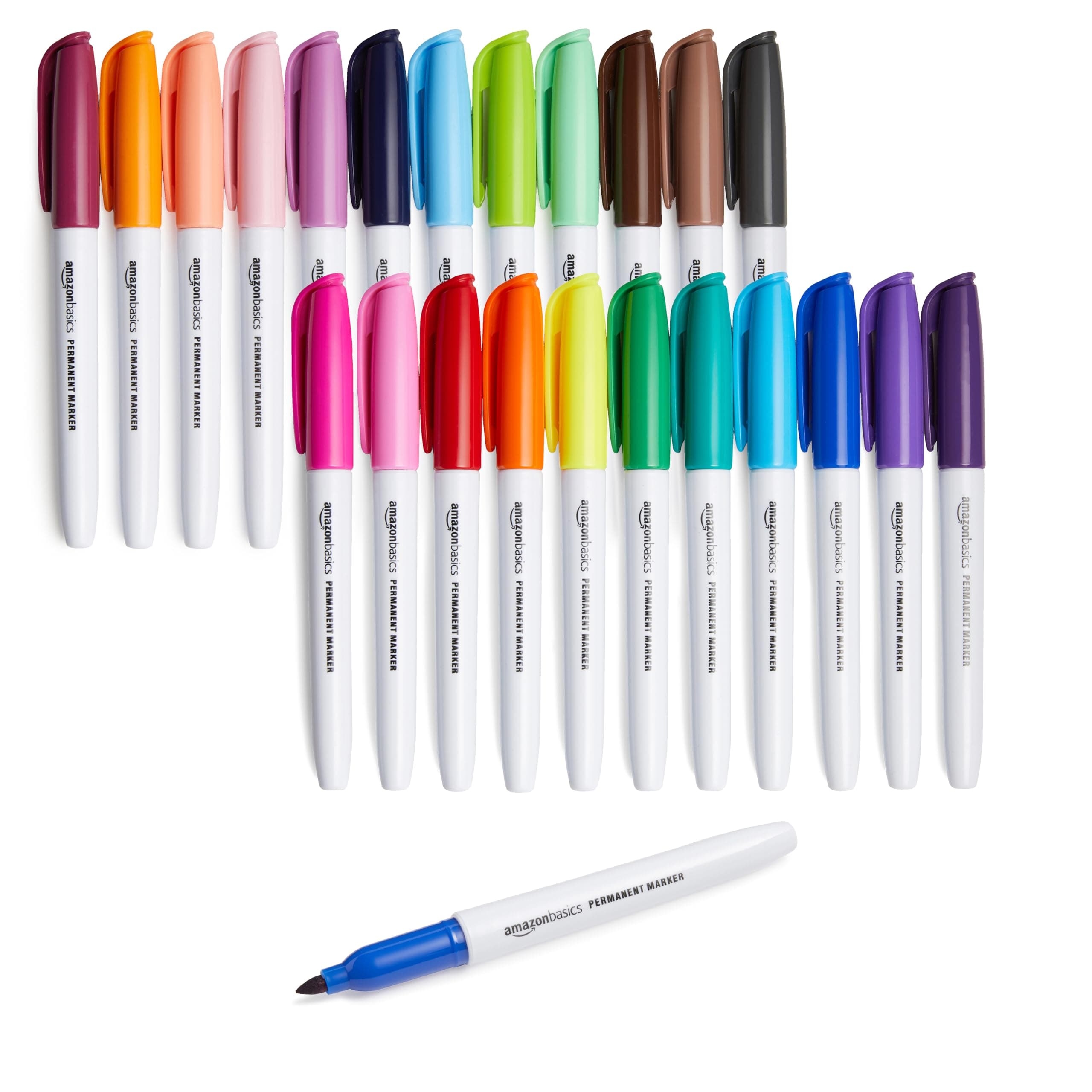 Permanent Markers, Assorted Colours, 24-Pack