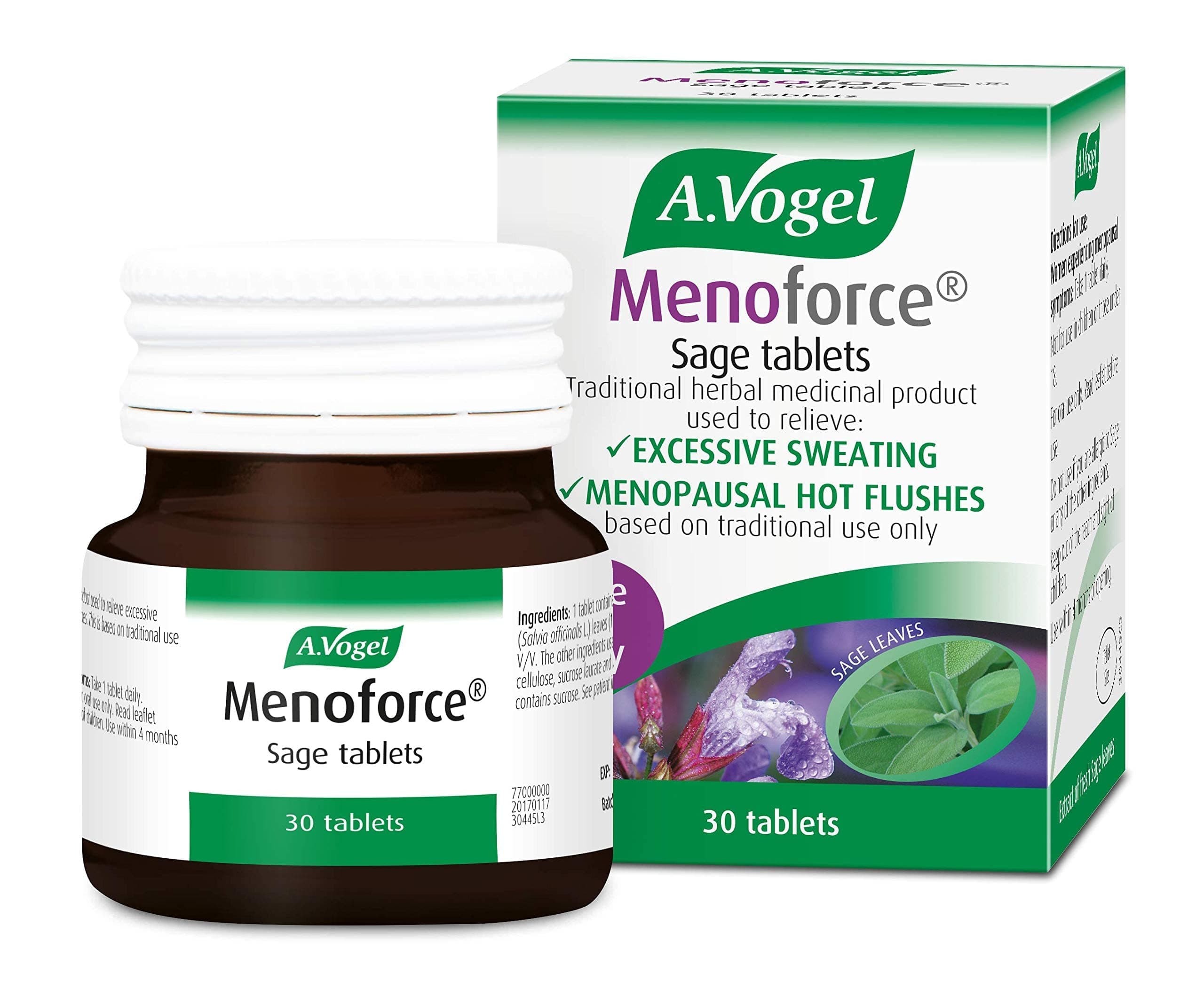 A.Vogel Menoforce Sage Tablets | for Menopausal Hot Flushes & Night Sweats | One-a-Day | 30 Tablets