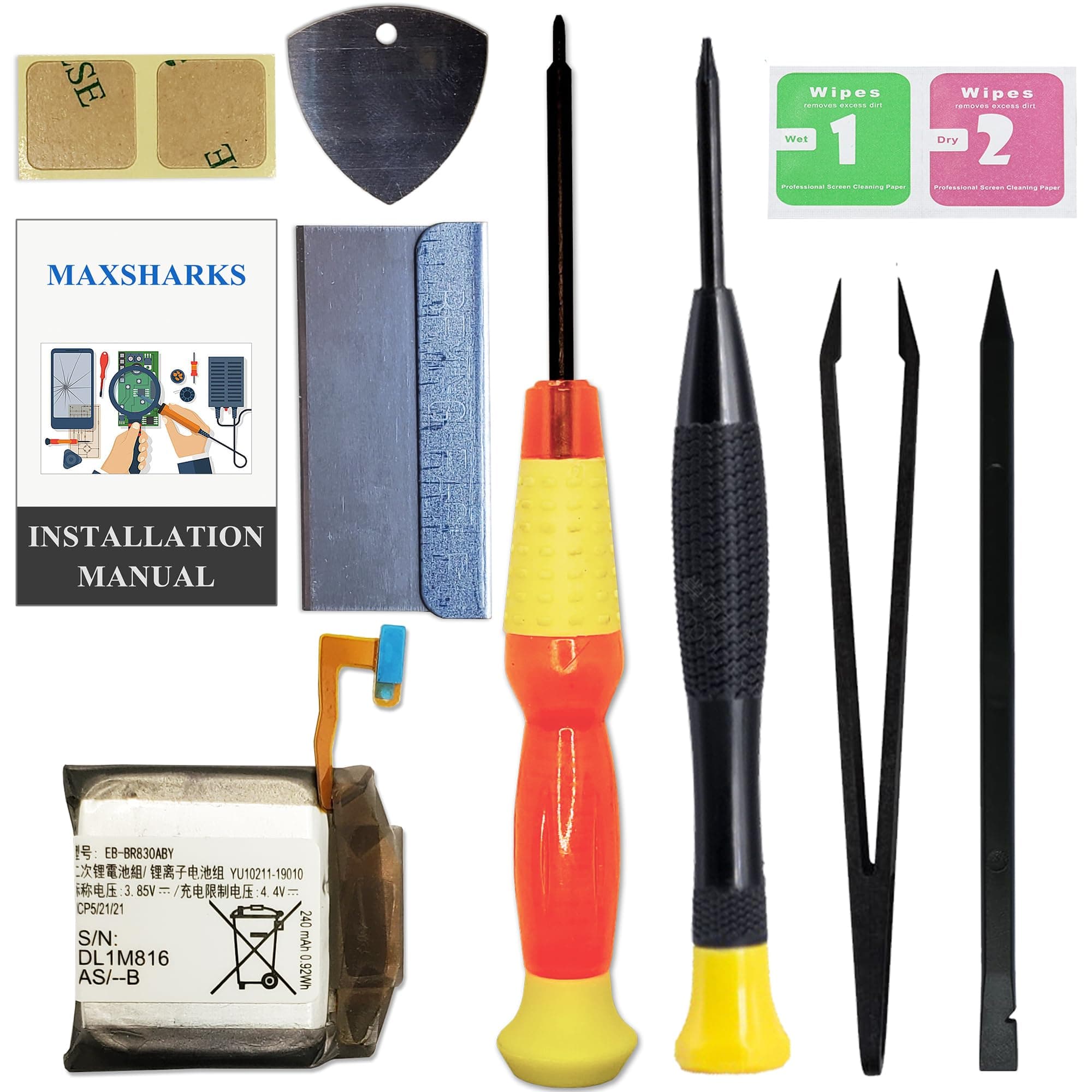 MAXSHARKS Replacement Battery for Galaxy Watch Active 2 (40mm), EB-BR830ABY Battery Compatible with Samsung Galaxy Watch Active 2 40mm SM-R830 SM-R835, with Repair Tools and Instructions