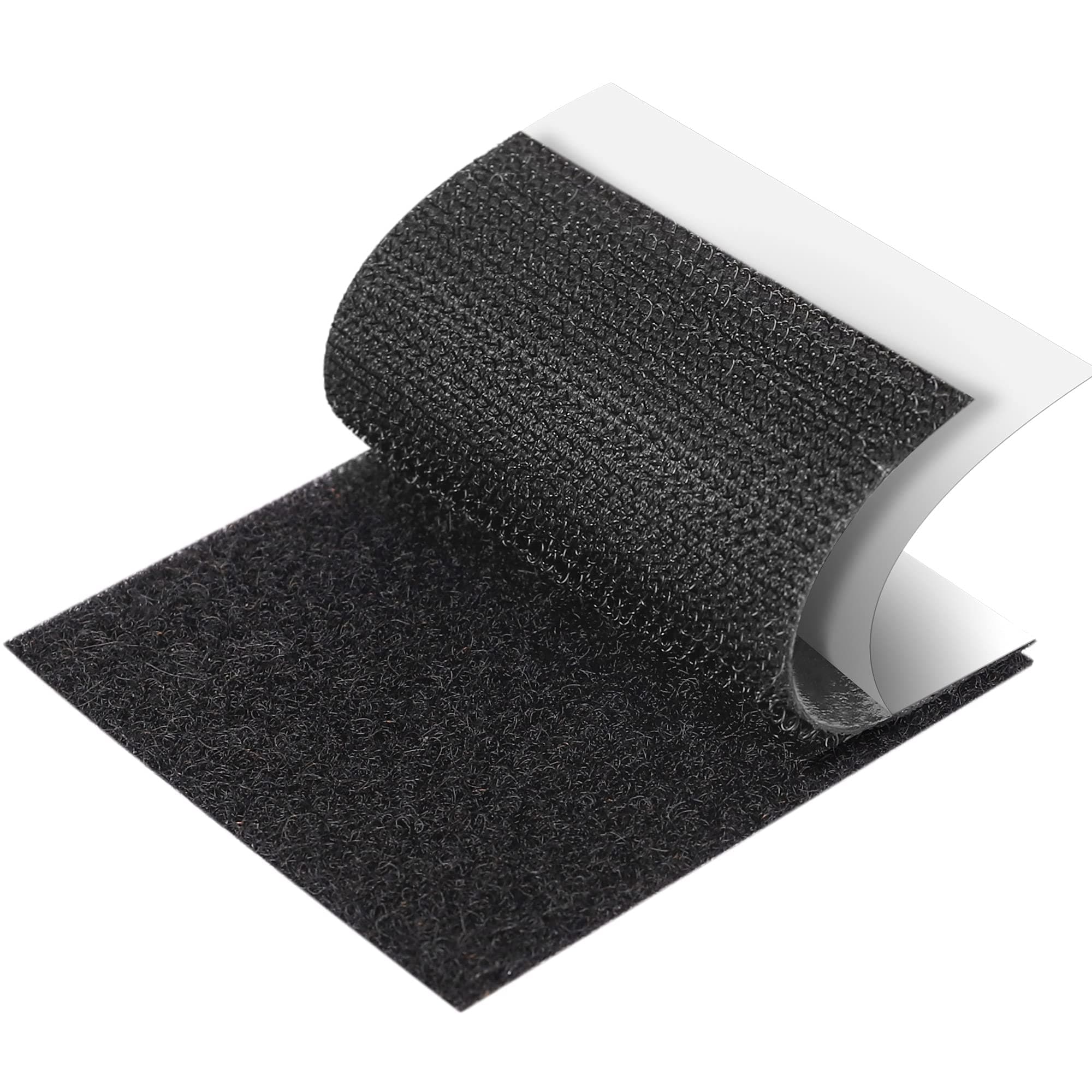 YBWM 15PCS Industrial Strength Hook and Loop Strips with Adhesive Double Sided Interlocking Tape Heavy Duty Sticky Back Fasteners Mounting Squares for Home Office Outdoor(Black, 2.4x2.4 Inch)