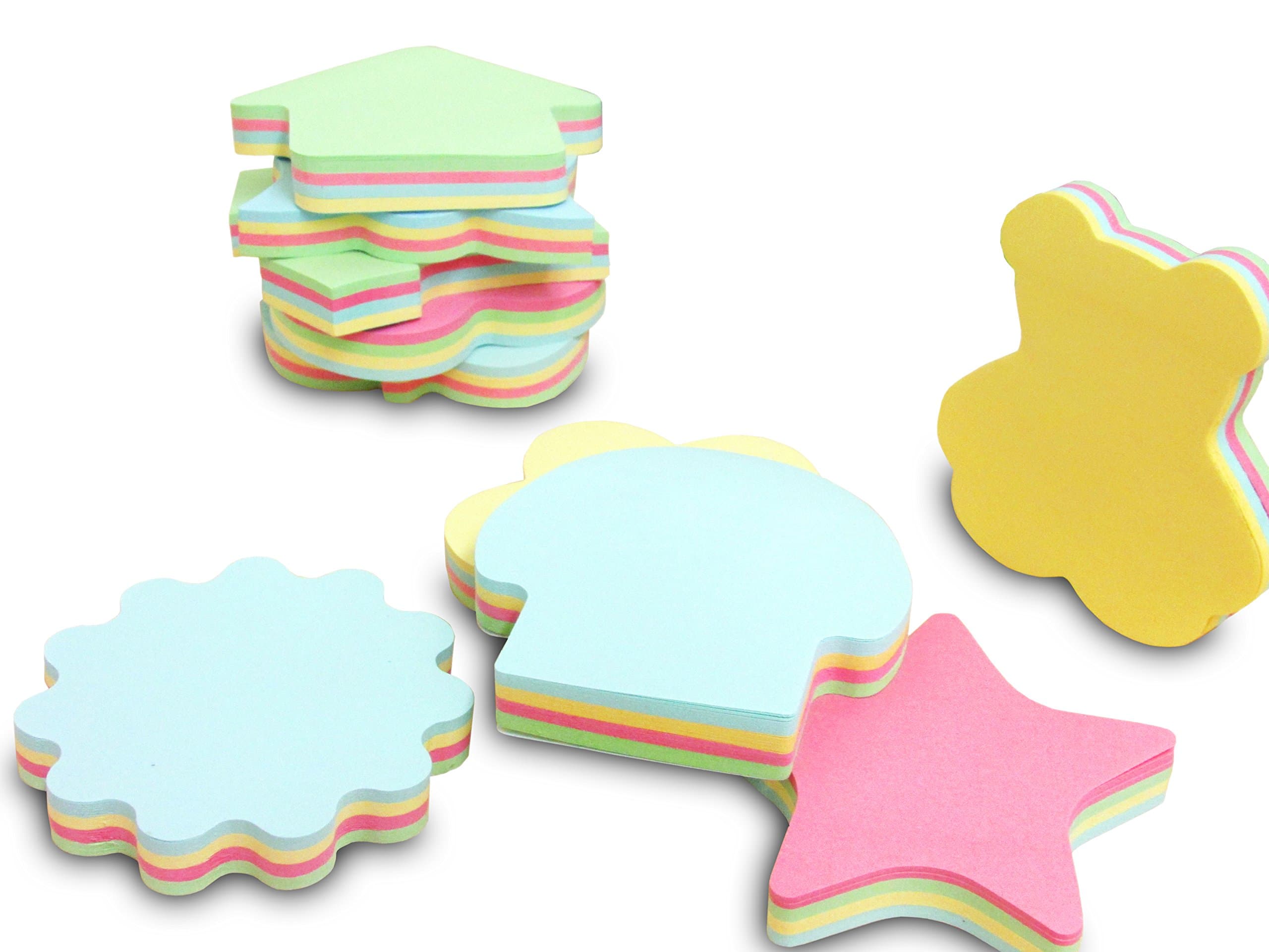 Colorful Sticky Notes In 10 Different Shapes, Bundle Pack - 10 Pads 100 Sheets Per Pads (1000 Sheets!)