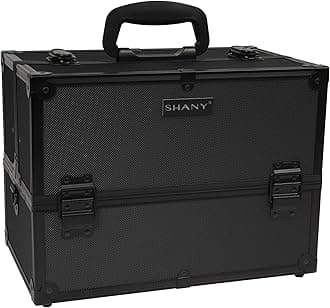 SHANY Essential Pro Makeup Train Case With Shoulder Strap And Locks - Black On Black