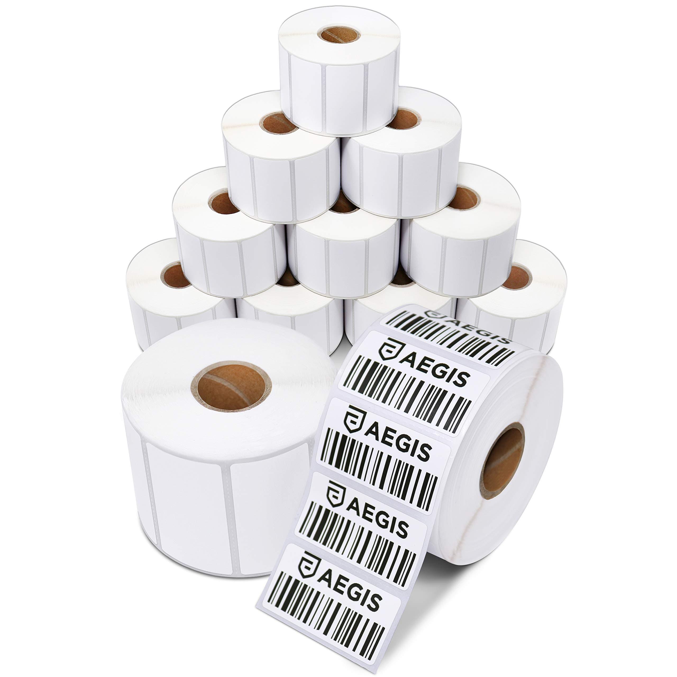 [12 Rolls, 1300/Roll] Aegis 2" X 1" Direct Thermal Zebra/Eltron Compatible Labels - Premium Resolution & Adhesive