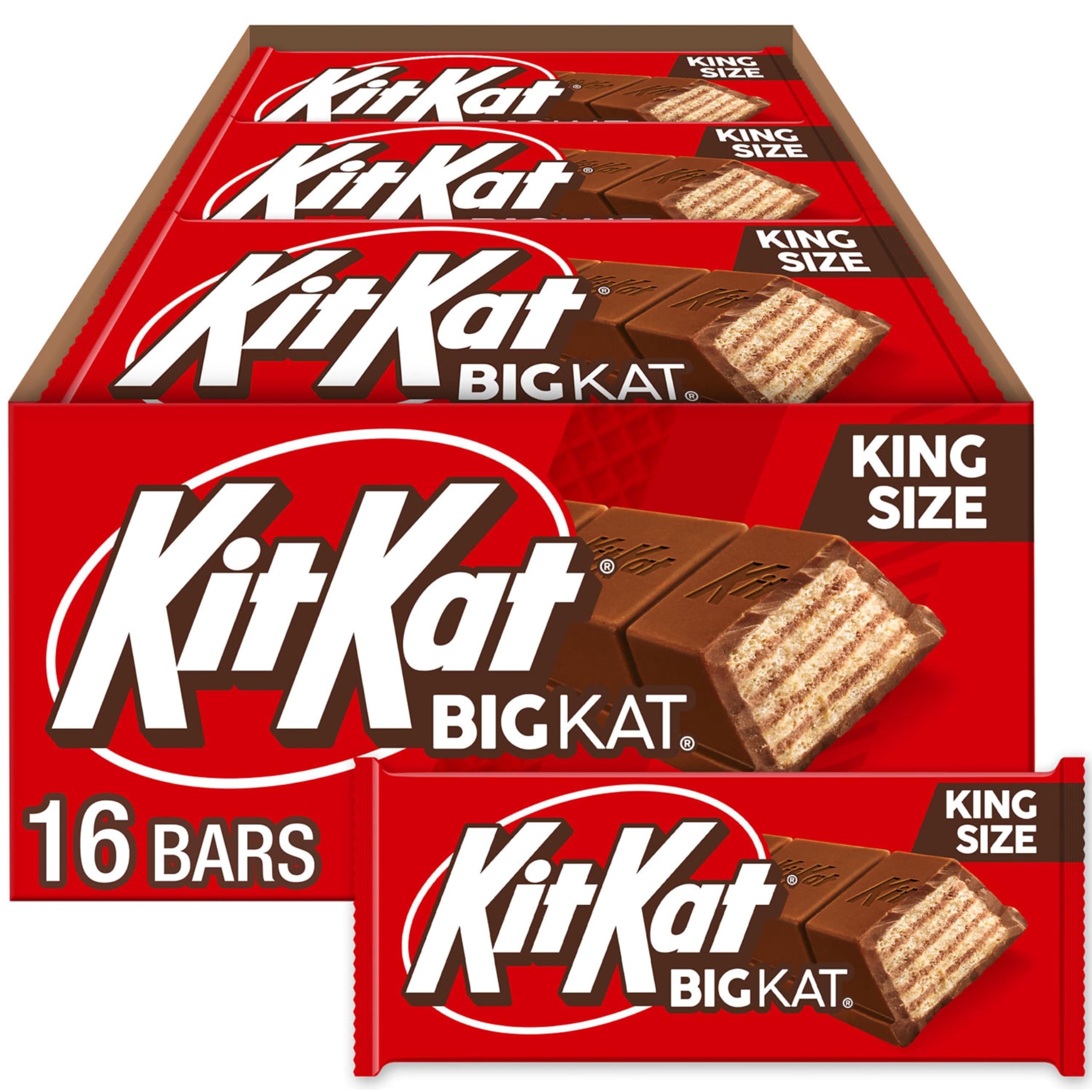 KIT KAT BIG KAT Milk Chocolate, Bulk, Individually Wrapped King Size Wafer Candy Bars, 3 oz (16 Count)