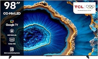 – TCL 98 Inch 4K QD-Mini LED HDR Smart Google TV Game Master 2.0 Dolby Vision IQ-Atmos 1600 nits peak IMAX Enhanced 144HZ VRR 98C755- (2023 Model), Black