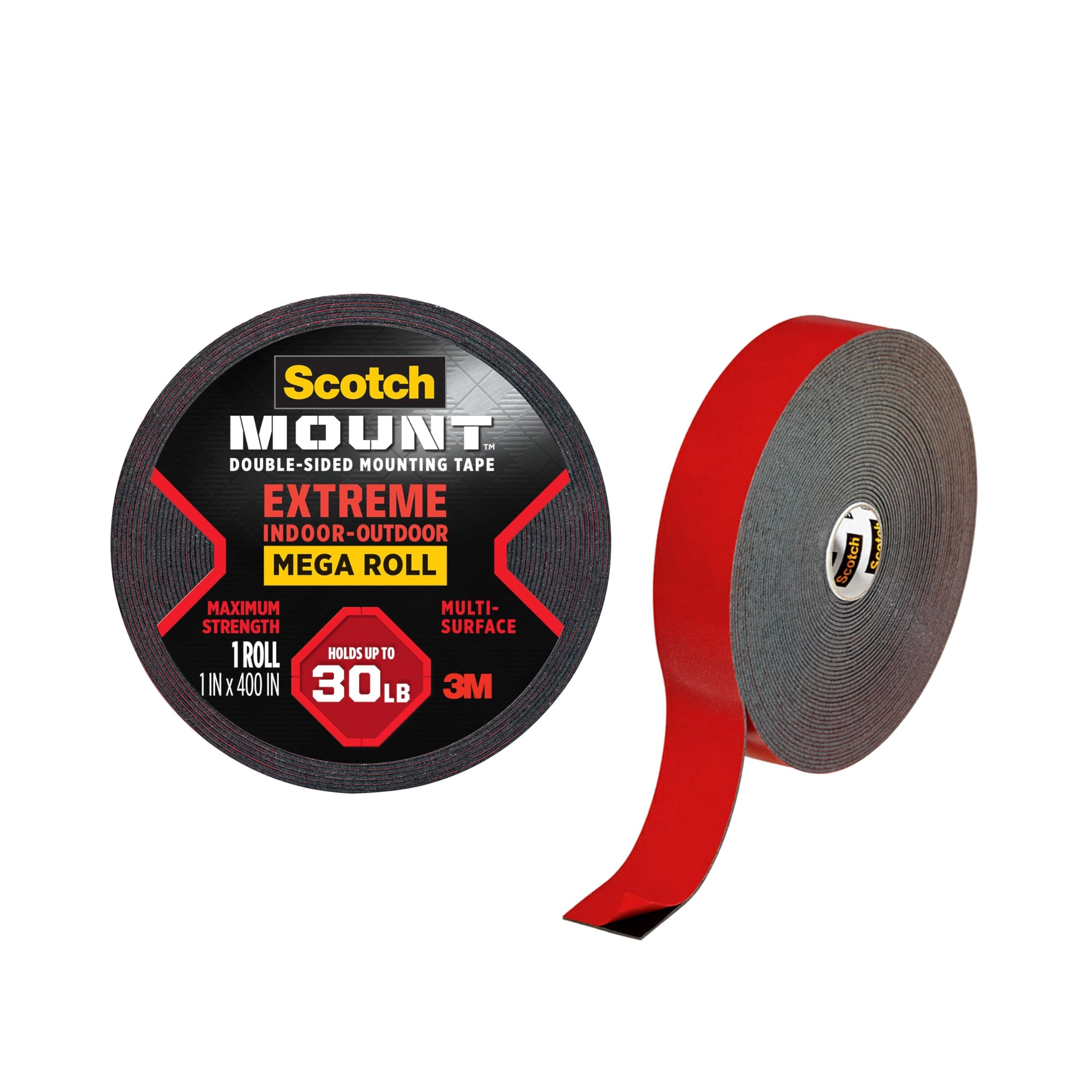 Scotch-Mount Extreme Double-Sided Mounting Tape Mega Roll 414H-Long-DC, 1 in x 400 in