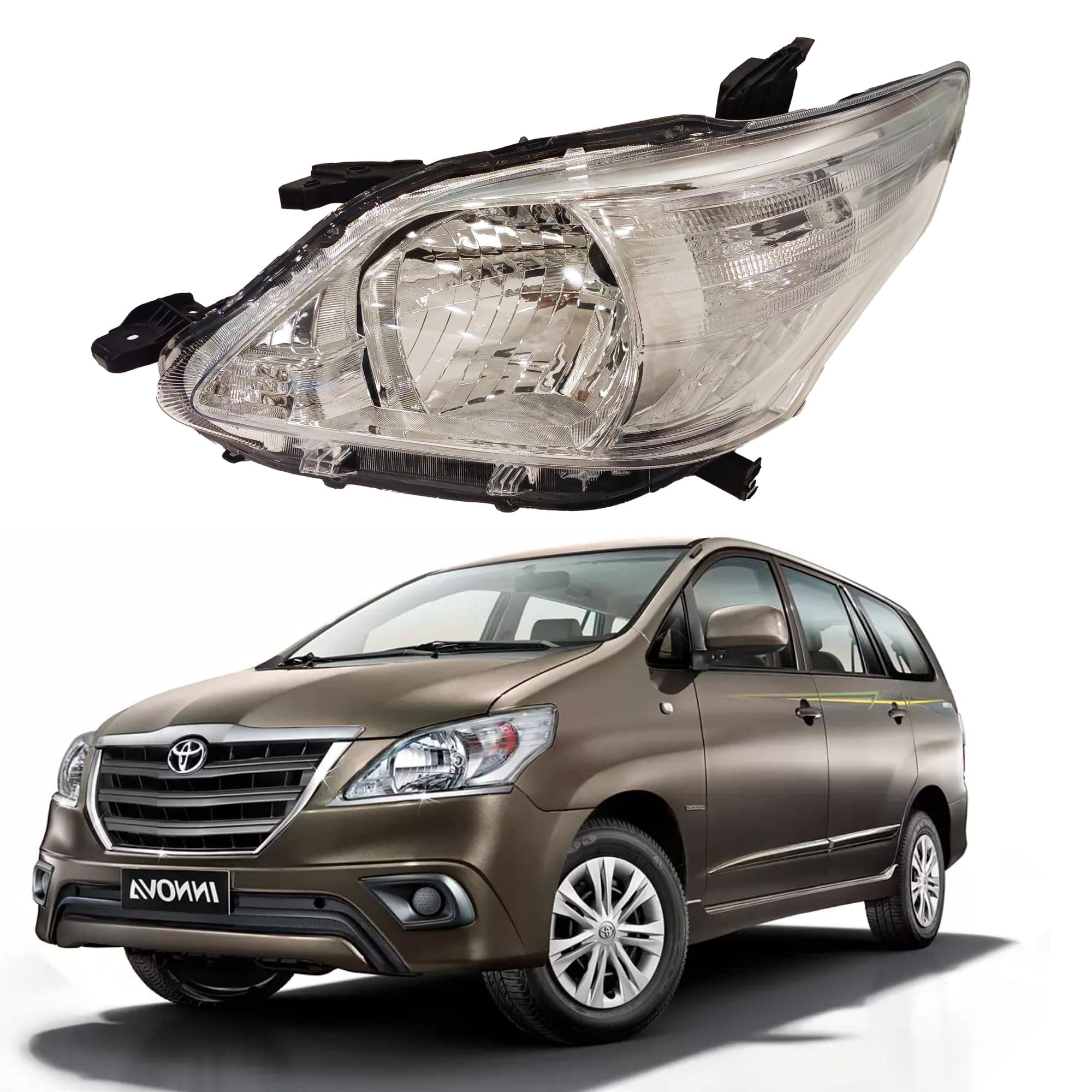 Headlight/front Light Assembly Compatible For Toyota Innova (Left/Passenger Side) Type 3 without bulb (2012-2016) Halogen