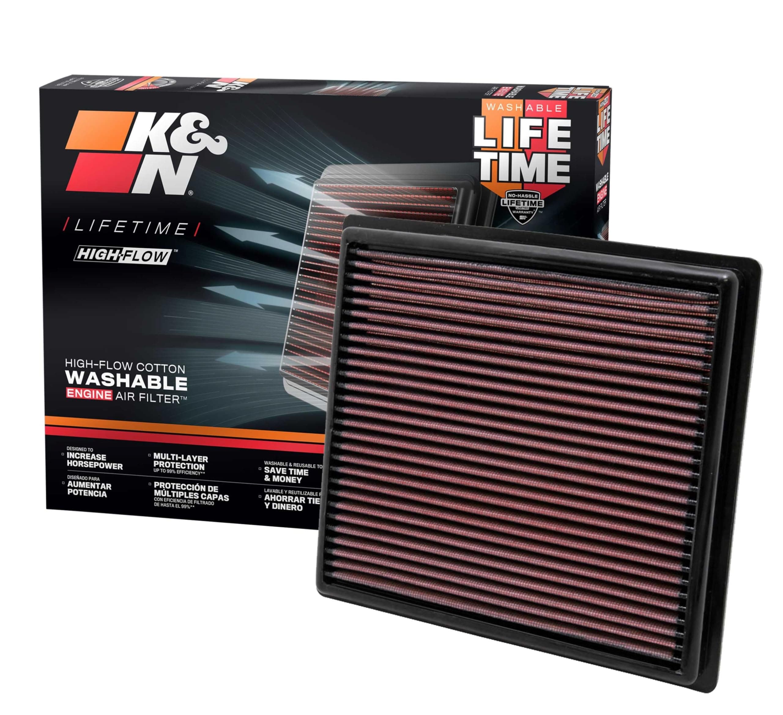 K&N Engine Air Filter: High Performance Washable Replacement Filter: Compatible 2010-2021 Toyota/Lexus/Mitsubishi (Highlander, RAV4, Sienna, Avalon, Camry, ES 350, NX300, Rx350, L200, Triton) 33-2443