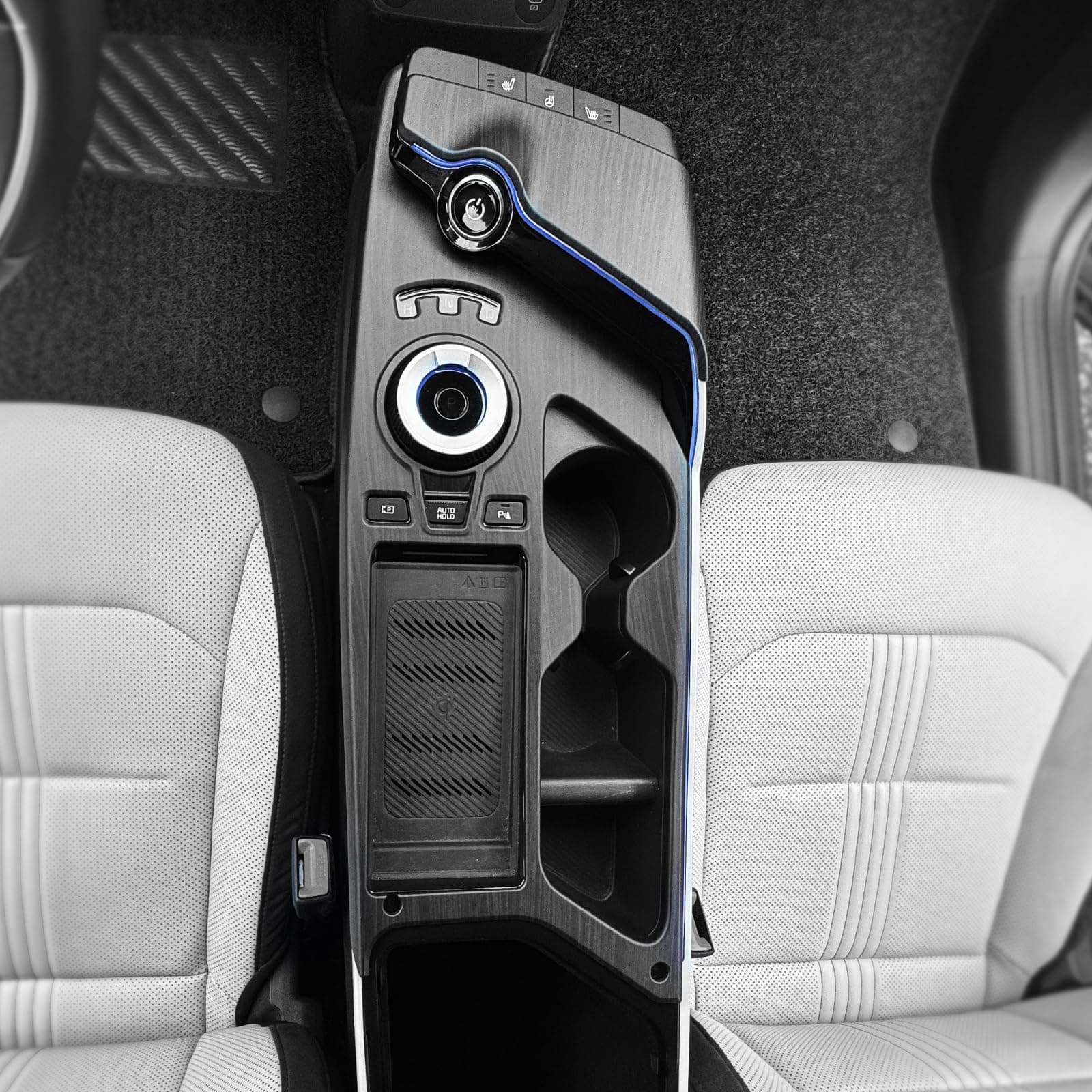 YOUTOOCAR 2PCS Gear Shift Panel Trim Covers Compatible with Kia EV6 2022-2026 Accessories (Wood Grain)