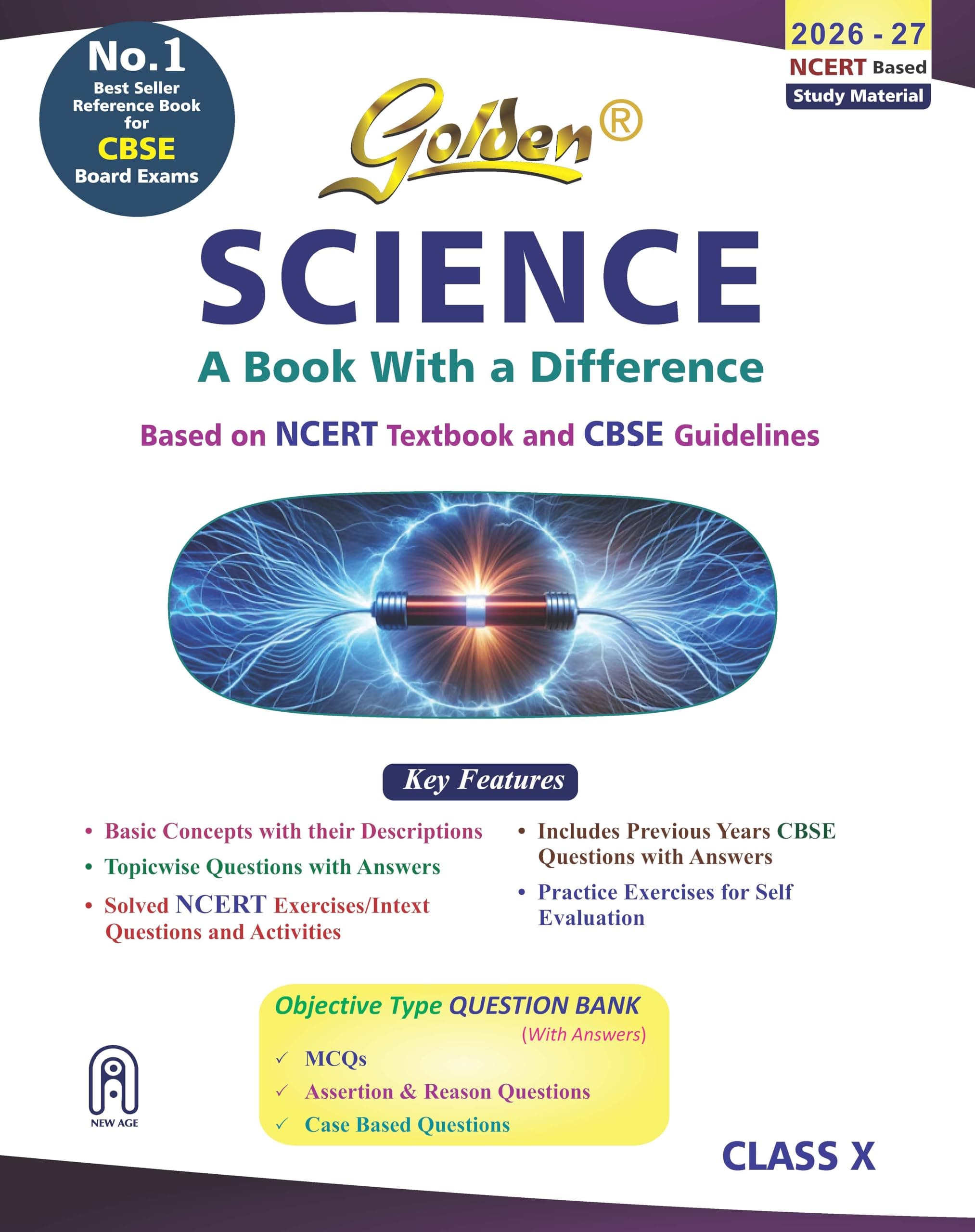 Golden Science Study Material Based on NCERT for Class-10 | For CBSE 2027 Board Exams | Solved NCERT Exercises | Objective Type Question | Previous CBSE Board Paper Solved | Assertion & Case Based