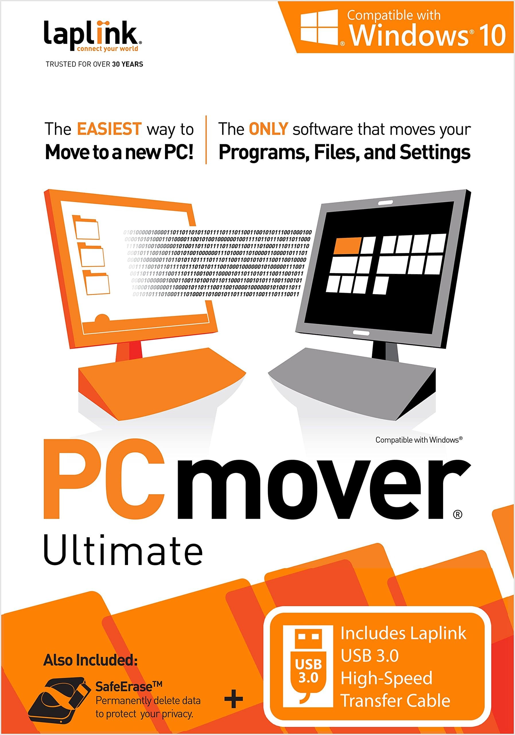Laplink PCmover Ultimate 10 with USB 3.0 Transfer Cable - 1 Use