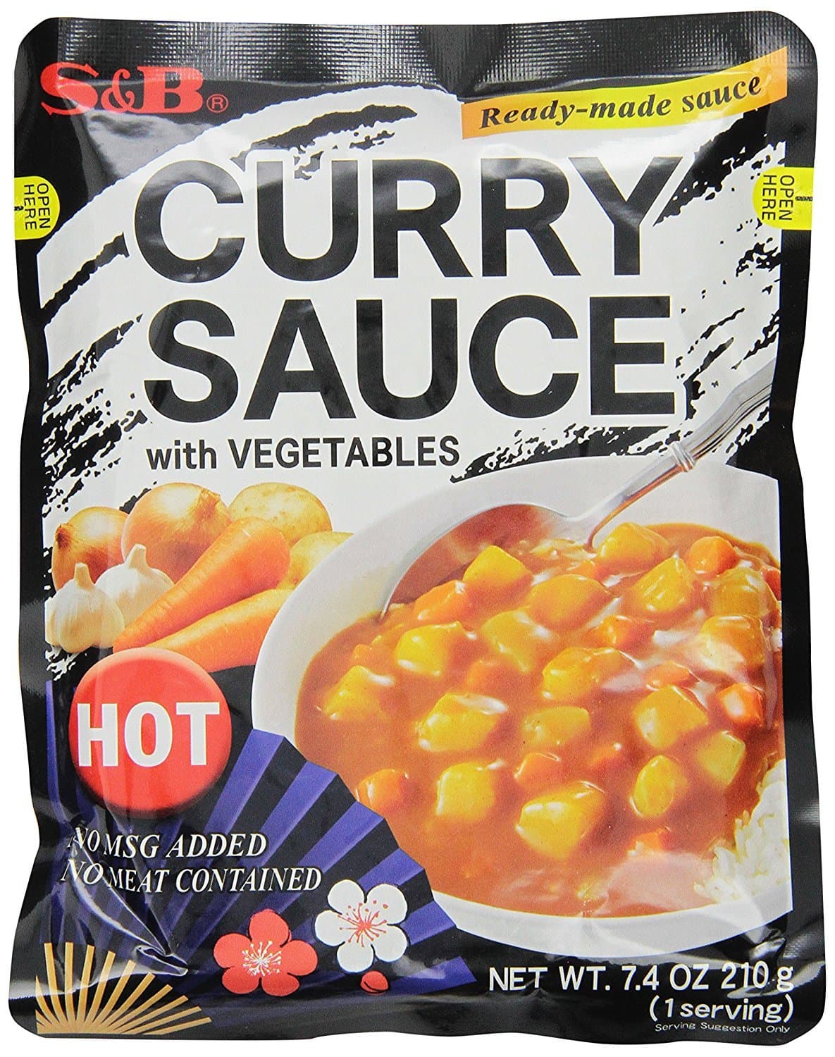 S&B Curry Sauce with Vegetables Hot, 7.4 Ounce (Pack of 10)