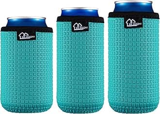 WKieason Non-slip Neoprene Can Sleeves Insulators Sleeves 3 Size - 12OZ Standard Can Sleeve, 12OZ Slim Can Sleeve, 16OZ Standard Can Sleeve, 12OZ Standard Beer Can Coolers Coolier Sleeves(Blue Set)