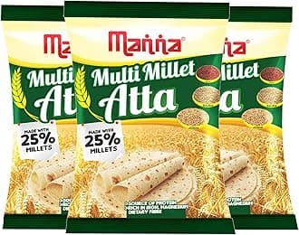 Multi Millet Atta / MultiGrain Atta with 25% Millets, 3kgs (1kg x 3 Packs) Natural Flour.Nutrient Powerhouse