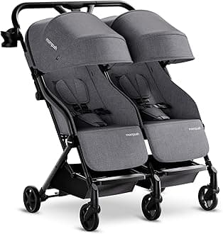Lithe Double Stroller, Lightweight Side by Side Stroller for Newborn and Toddler, Easy Fold, Spacious Seats with Recline, UPF50+ Canopy