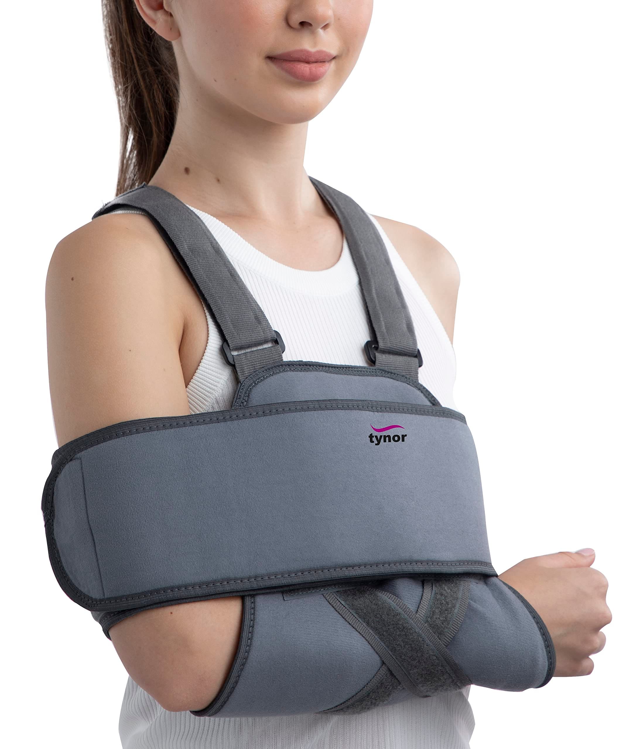 Tynor Universal Shoulder Immobiliser | Provides Support & Stabilization for Shoulder Injuries | Comfortable, Adjustable Design for Men & Women | Universal Size (Grey, 1 Unit)