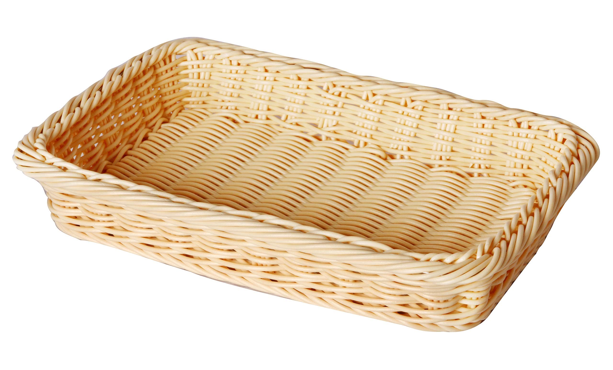 Heavy Duty Rectangular Polypropylene Rattan Basket C04027, 30 X 20 X 5 Cm, Beige