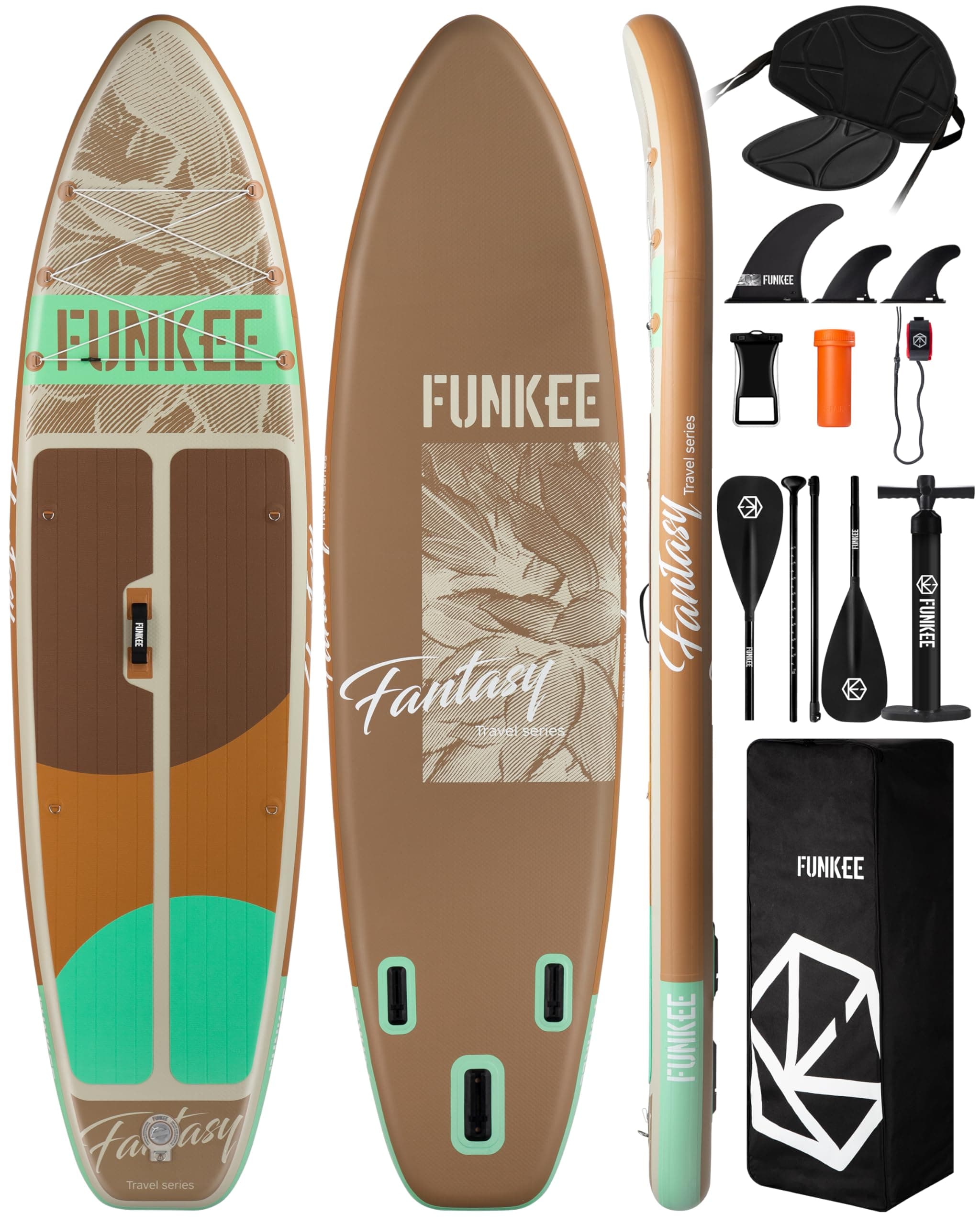 11’×34"×6" Extra Wide Inflatable Stand Up Paddle Board, Sup Board with Removable Fins, Backpack, Floating Paddle, Safety Leash, Floating Phone Case for Adults & Youth of All Skill Levels