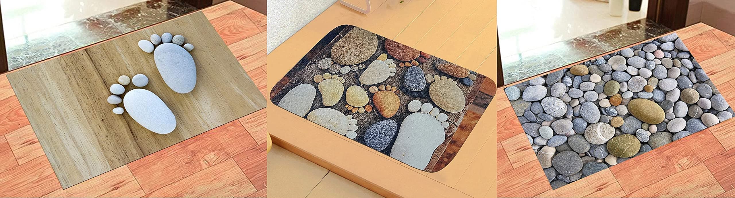 Status Luxury Non-Woven Digital 3D Printed Floor Table Mats Doormats for Home Kitchen (Pack of 3)