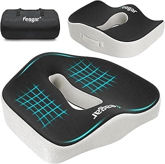 Feagar Seat Cushion for Coccyx Sciatica Hemorrhoid Tailbone Back Pain Relief, Memory Foam Ergonomic Posture Seat Pads for Office Chairs, Wheelchair, Kitchen Chairs, Recliner, Car SeatsOEKO-TEX STANDARD 100