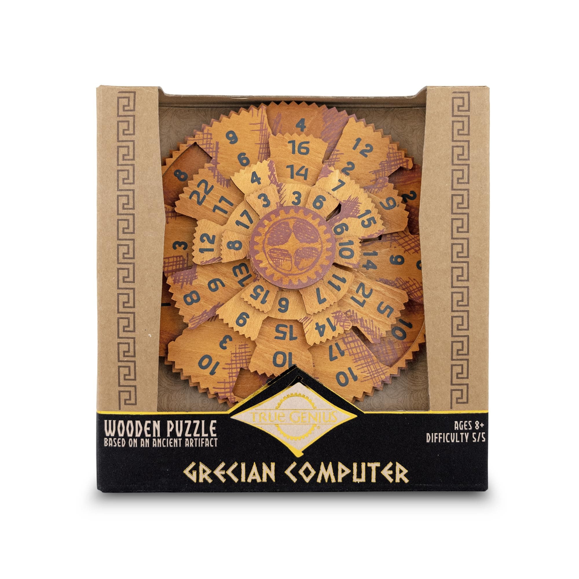 Project Genius Grecian Computer Mechanical Math Puzzle, Wooden Brainteaser Gift for History Buffs and Smart Kids, Teens, and Adults - True Genius Series Inspired by The Ancient Antikythera Mechanism