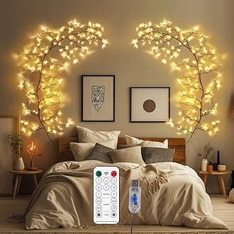 Enchanted Willow Vine Lights for Home Decor with 160LEDs, 8.2FT Wall Decoration Light with 8 Remote Control Modes (Black)(1PCS)