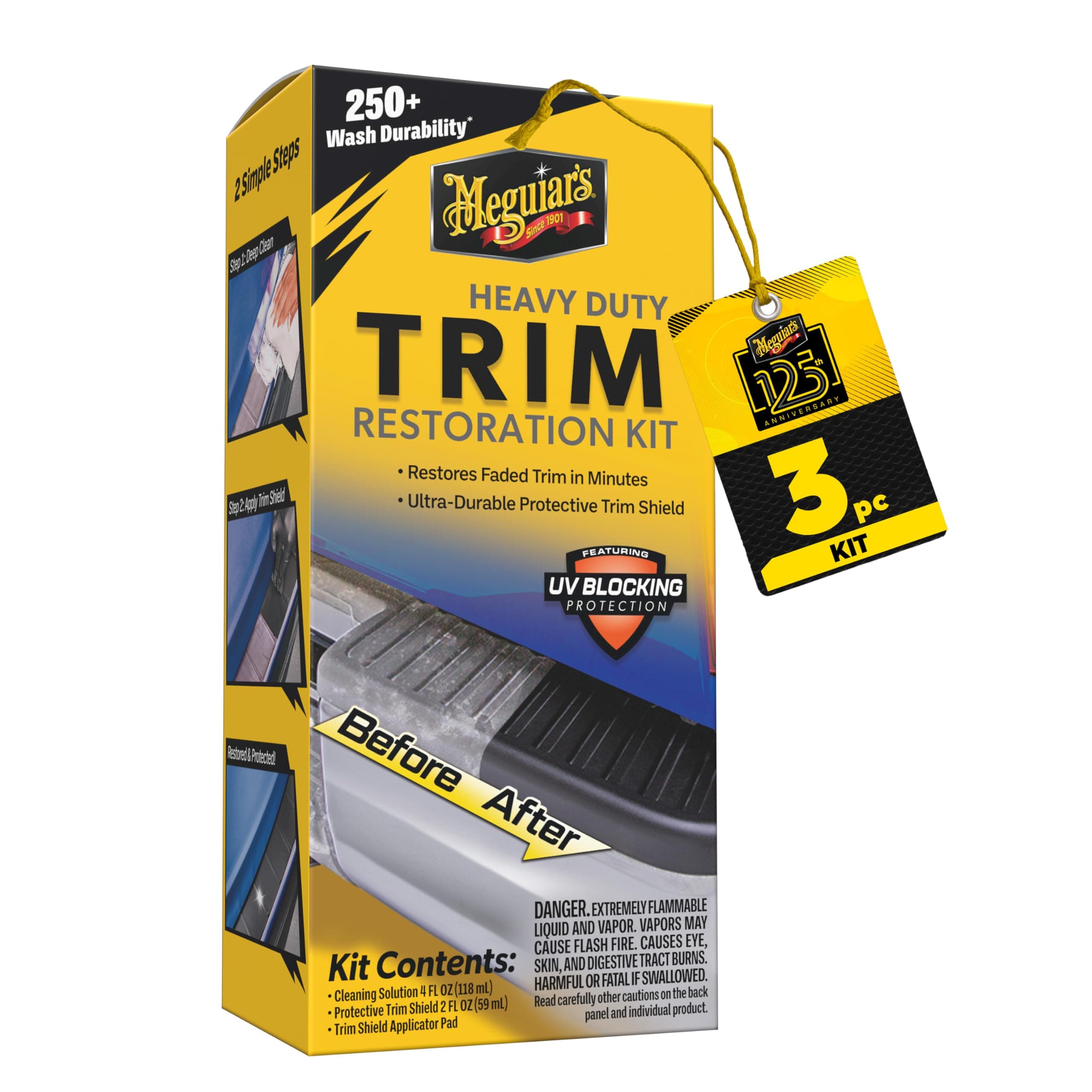 Meguiar's Heavy Duty Trim Restoration Kit - Includes a Cleaning Solution to Deep Clean Plastic and Trim and Protective Trim Shield That Delivers Ultra-Durable Protection with UV Blocking Protection