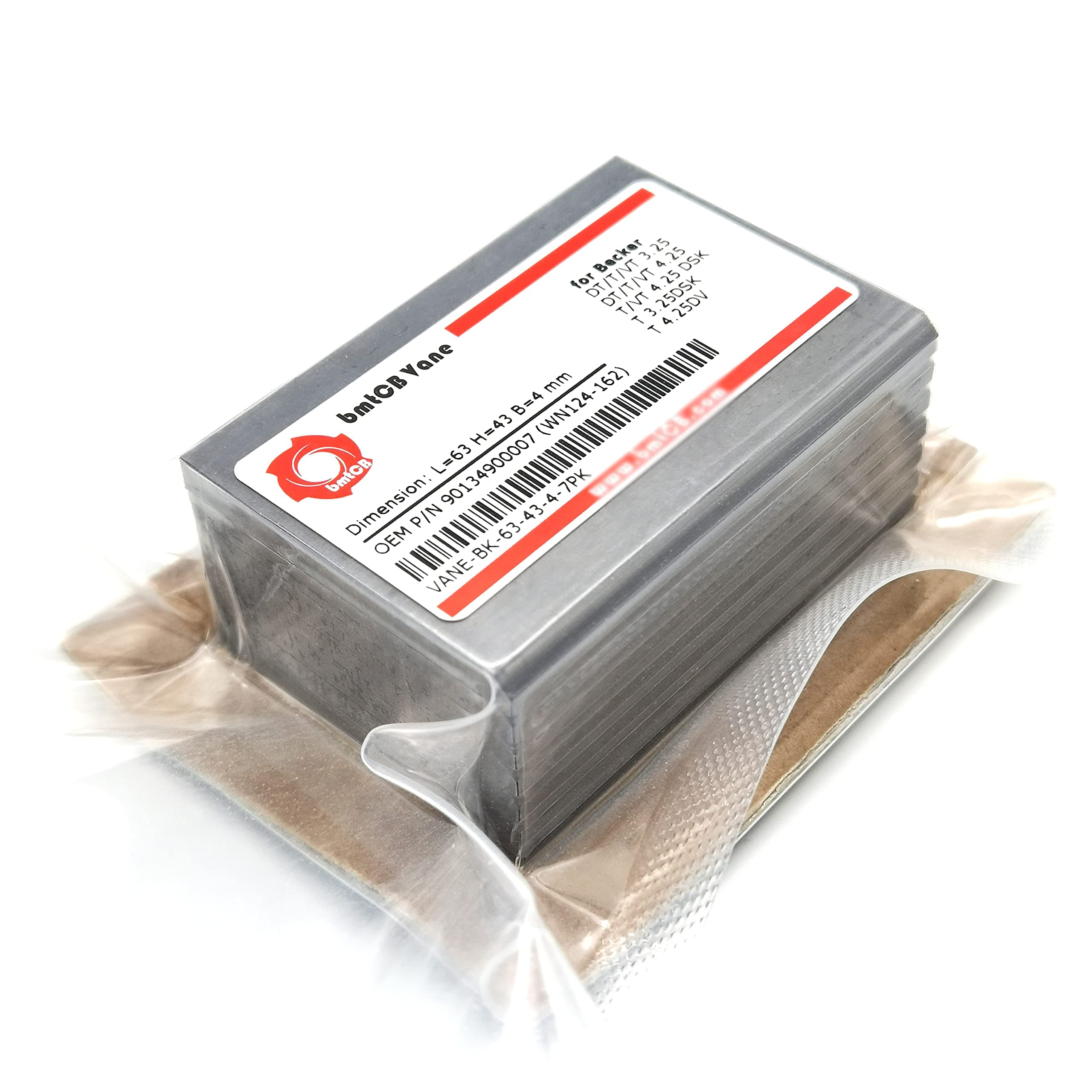 bmtCB Carbon pump vane blade 7 Pcs PM kit 90134900007 WN124-162 for Becker Pump DT3.25 T3.25 VT3.25 DT4.25 T4.25 VT 4.25 T/VT 4.25DSK T 3.25DSK T 4.25DV Dimension: 63mm 43mm 4mm