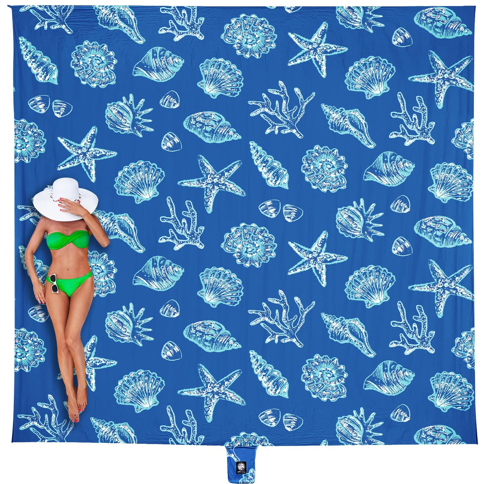 Beach Blanket Waterproof Sandproof Oversized, Extra Large Beach Mat Sand Free, Lightweight & Compact Sand Free Mat with 6 Stakes & 4 Corner Pockets