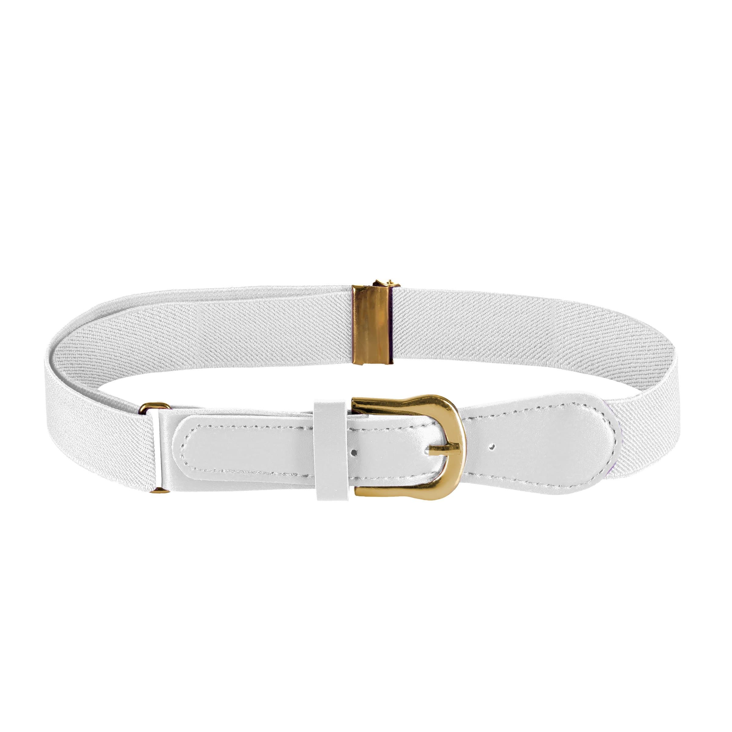 Kids Elastic Adjustable Belt with Leather Closure (White)