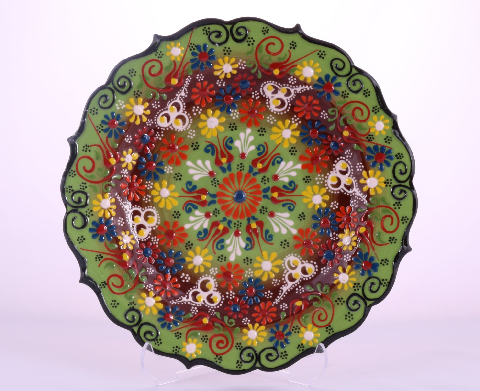 Handmade Turkish Ottoman Ceramic Plate Floral Pattern 9.84"(25cm) Diameter