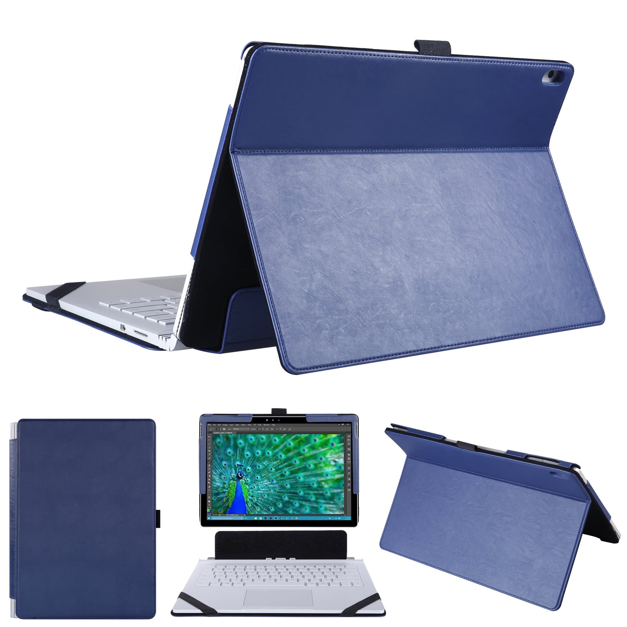 Surface Book 13.5 Inch Case, 2 in 1 Kickstand Book Style Cover for Microsoft Surface Book 13.5 Inch Laptop Only-Blue