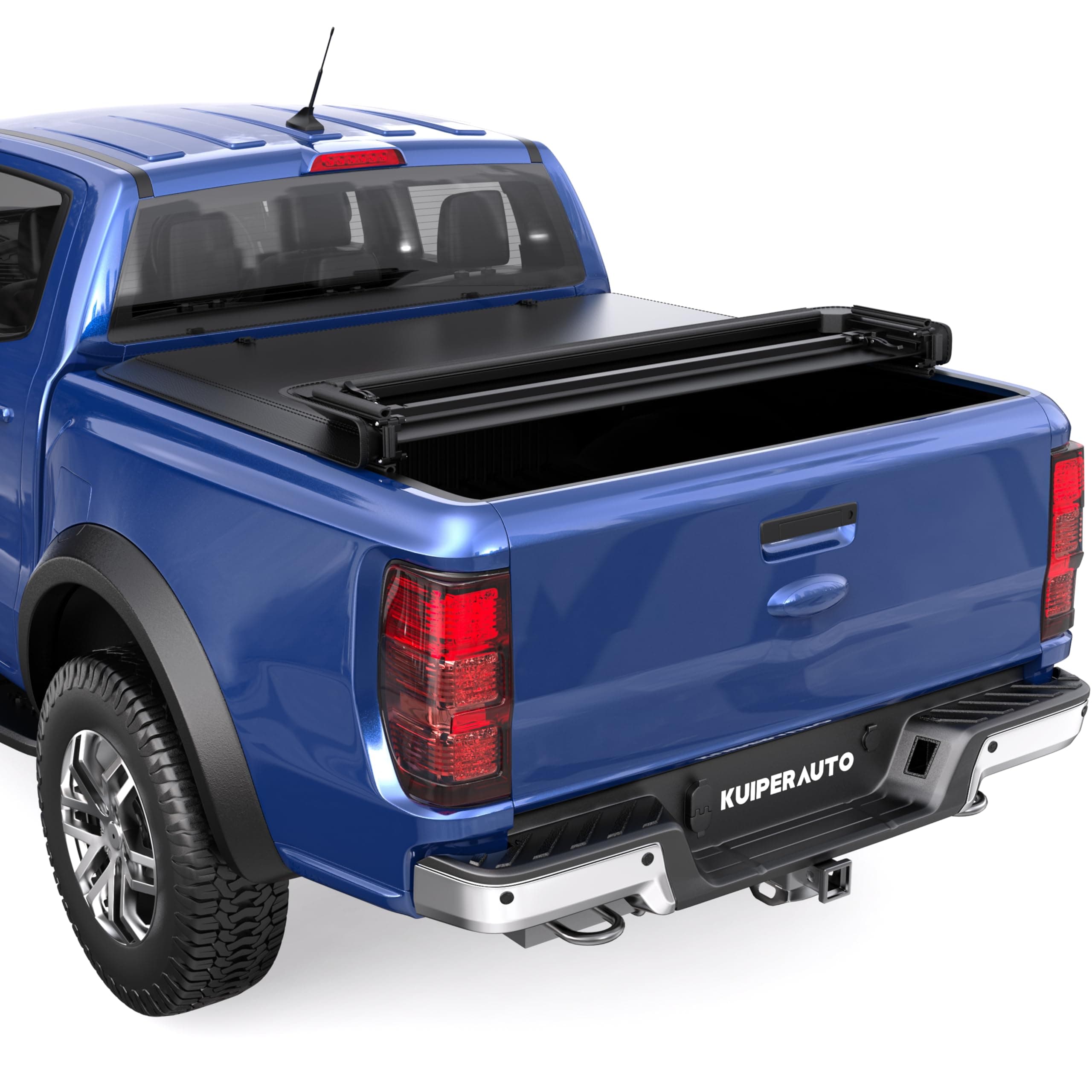 KUIPERAUTO Tri 3-Fold 5 FT Soft Folding Truck Bed Tonneau Cover Compatible with 2019 2020 2021 2022 2023 2024 Ford Ranger 5FT On Top-61 inch