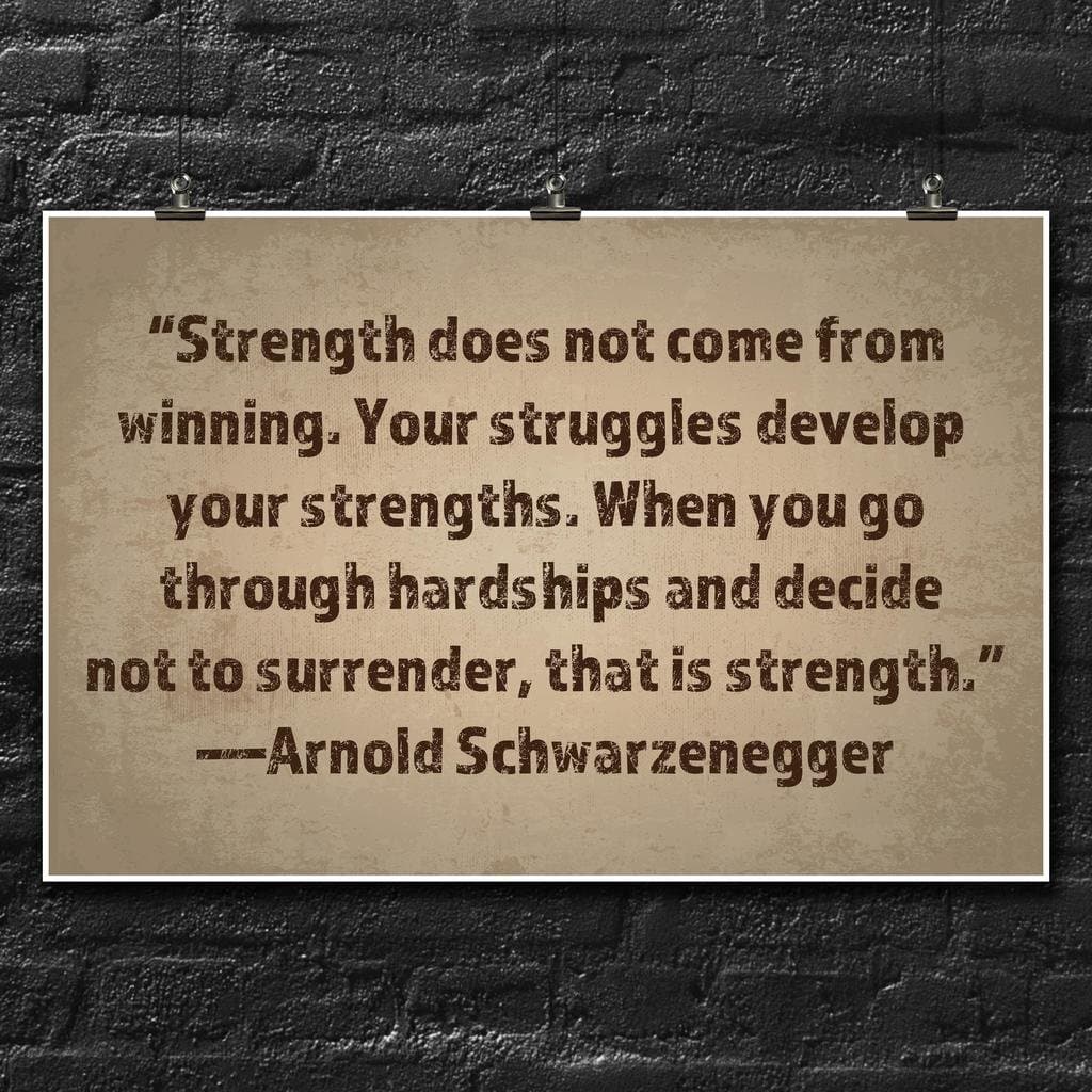 Strength Does Not Come From Winning Poster Wall Print | Inspirational Motivational Gym Classroom Home Office Dorm | 18 X 12 Inches | SJC204