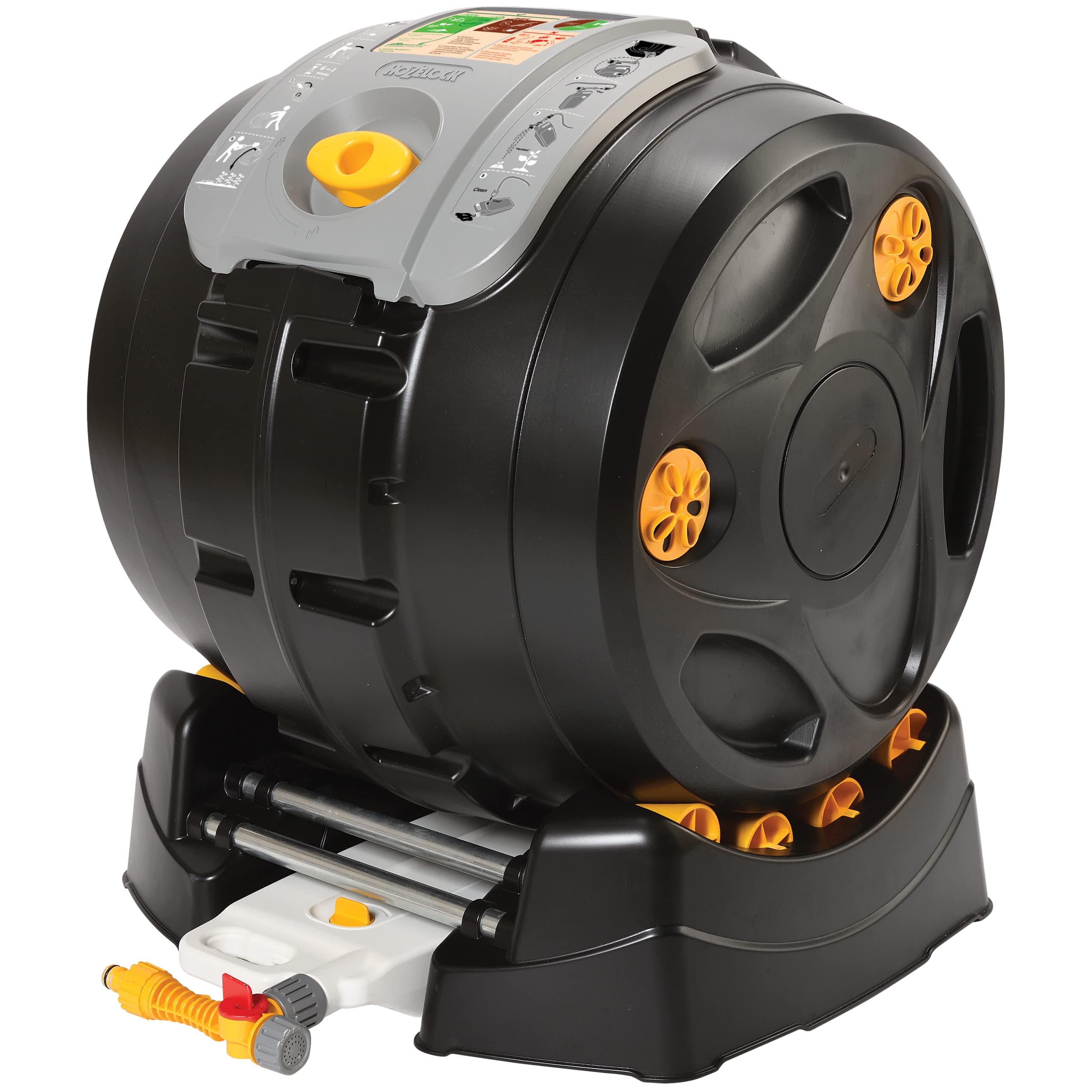 HOZELOCK | Easymix 2-in-1 Composter | Rotating Composter with 100 Litre Capacity | Mixing 3x Faster than Standard Composters (8 Weeks) | Compost Juice Collection Container, black