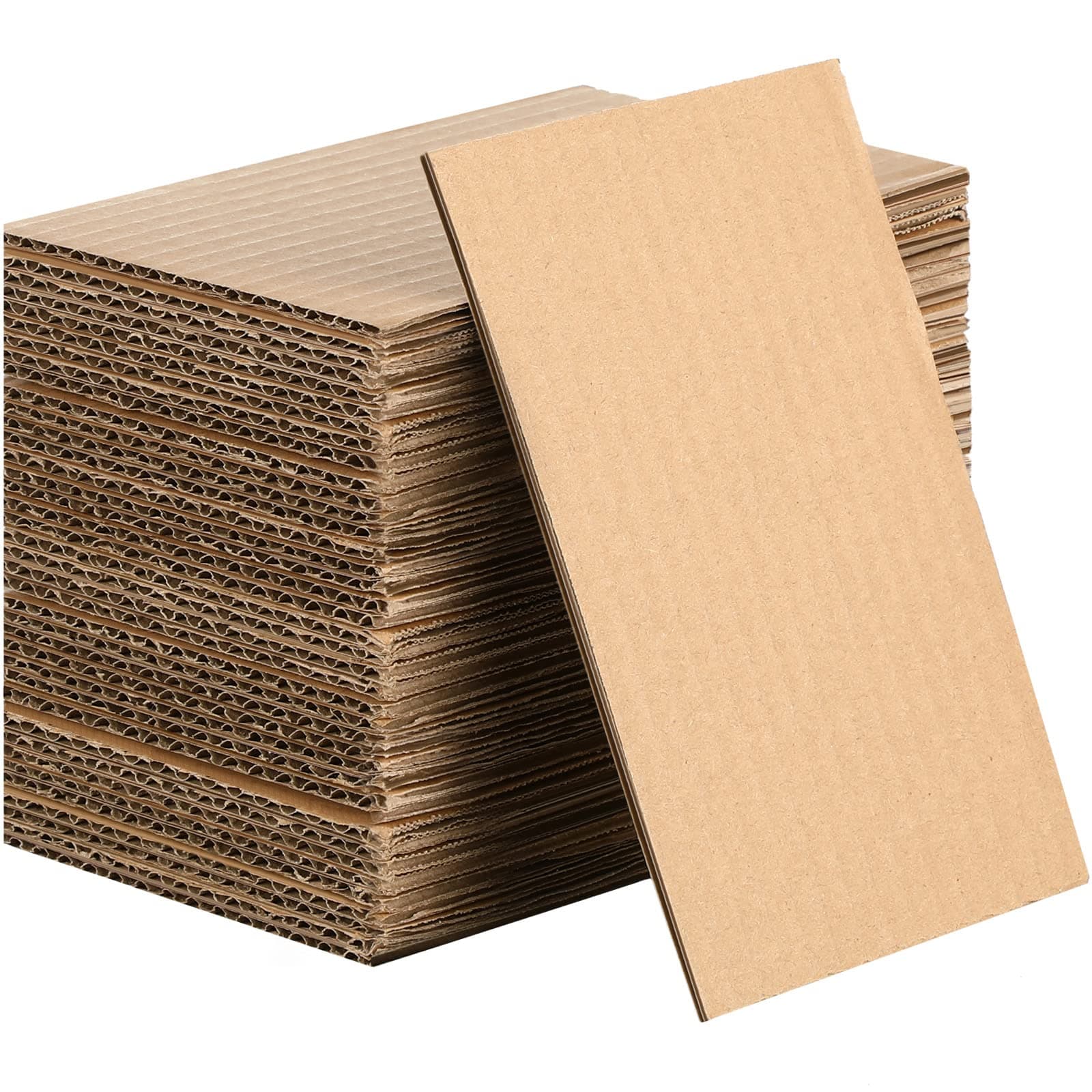 50 Pack Brown Corrugated Cardboard Sheets Flat Inserts Squares Separators For Art Projects Diy Crafts Supplies (4 X 6 Inch)