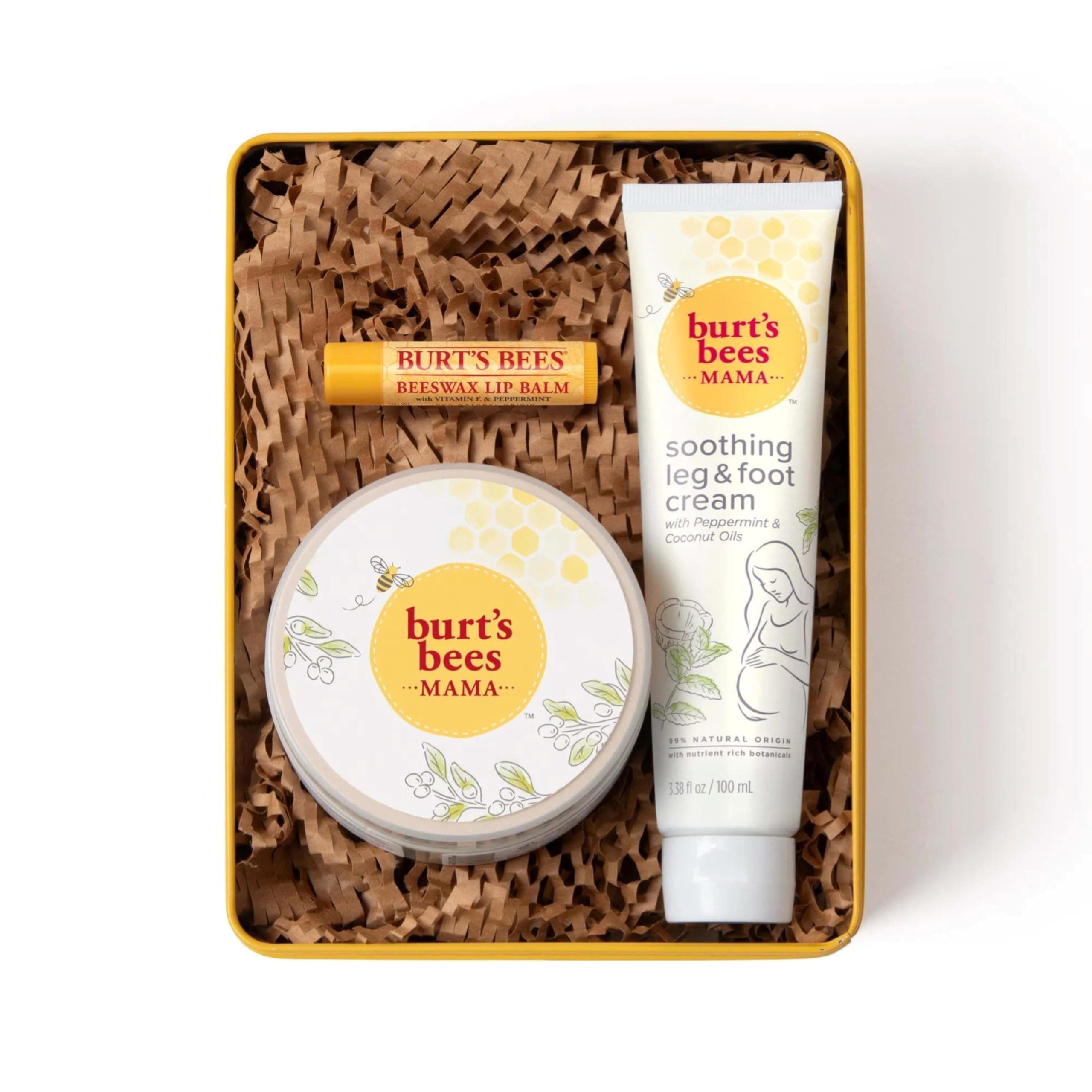 Burt’s Bees Mama Gift Set, Includes Lip Balm, Leg and Foot Cream, and Belly Butter, Natural Origin Skin Care, 0.15 oz./3.38 oz./6.5 oz.