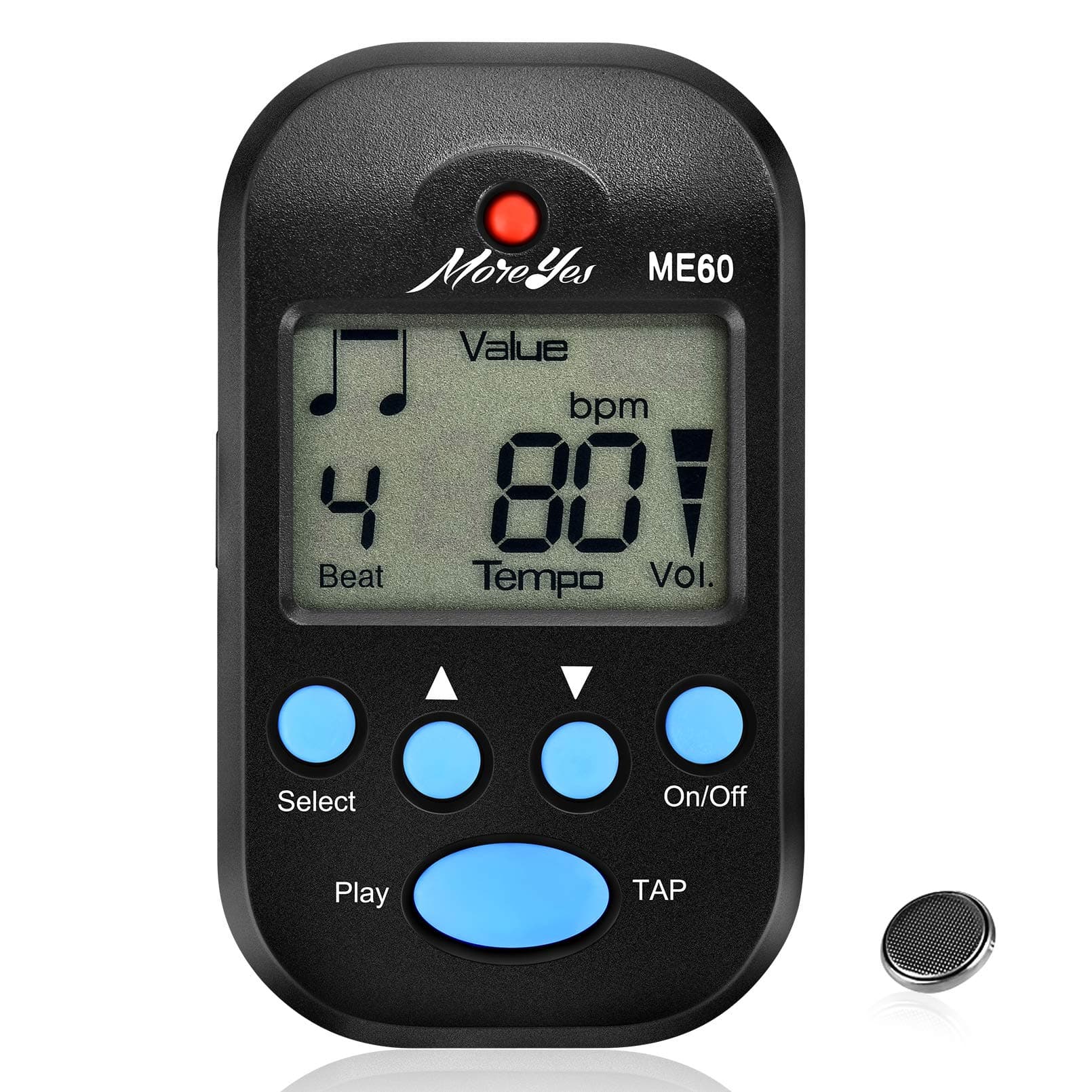 Mini Metronome Digital with Loudspeaker Multi-functional for Saxophone Piano Guitar Violin Flute Drum (black)