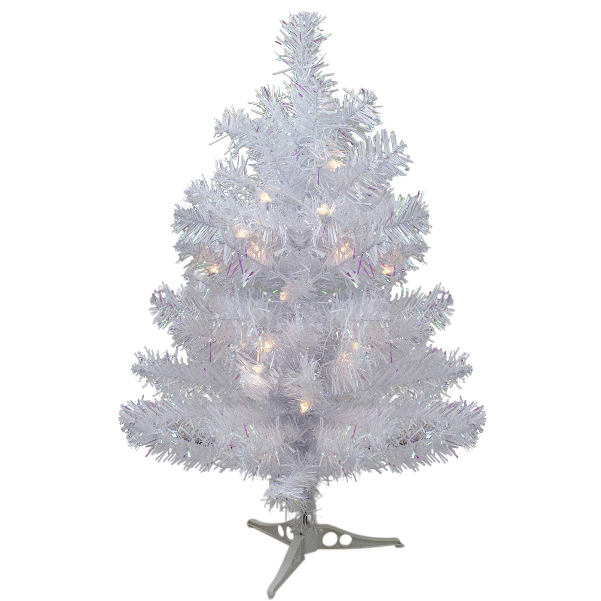 NorthlightPre-Lit White Iridescent Pine Artificial Christmas Tree with Clear Lights, 2'