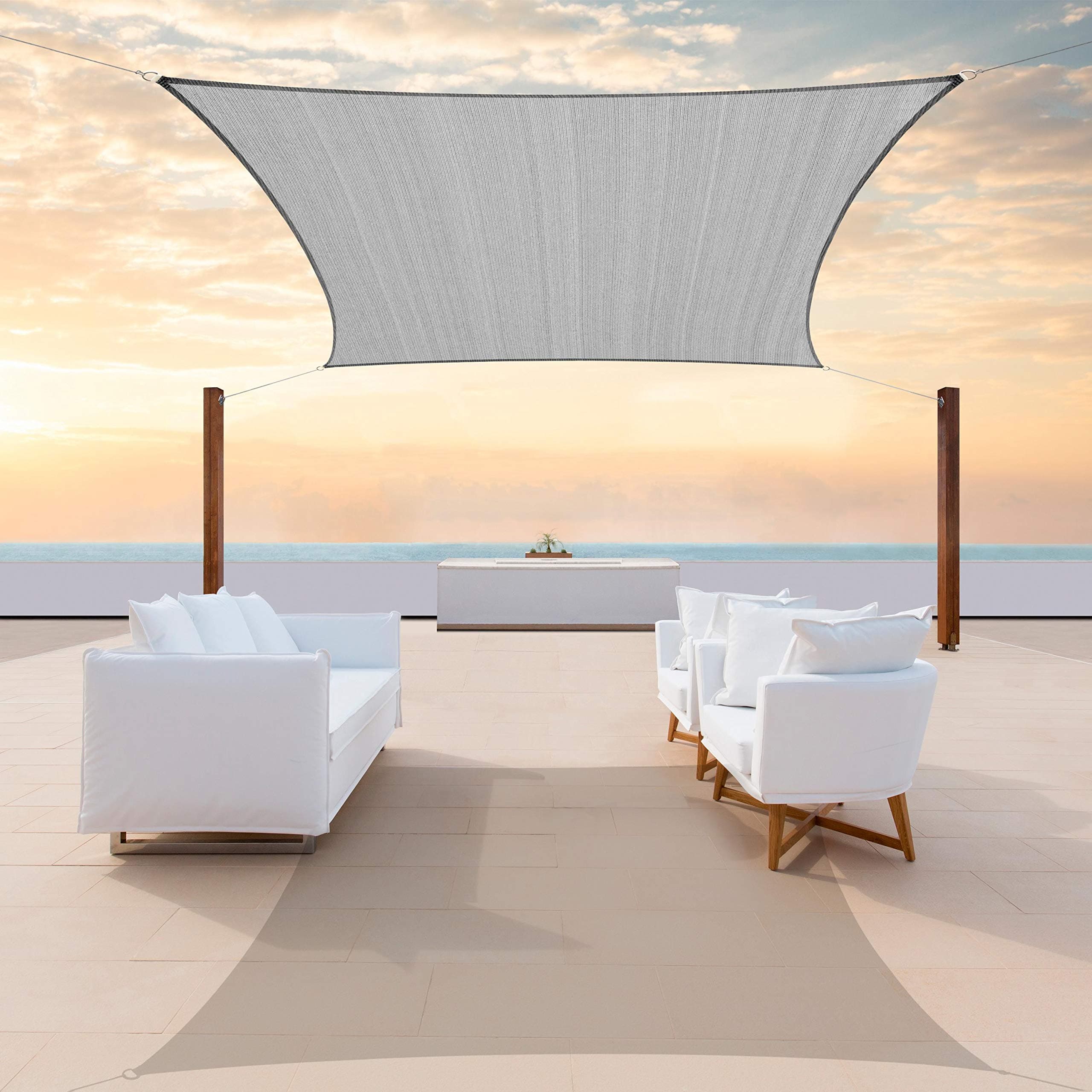 ColourTree 8' x 12' Grey Rectangle Sun Shade Sail Canopy Awning Shelter Fabric Cloth Screen - UV Block UV Resistant Heavy Duty Commercial Grade - Outdoor Patio Carport - (We Make Custom Size)