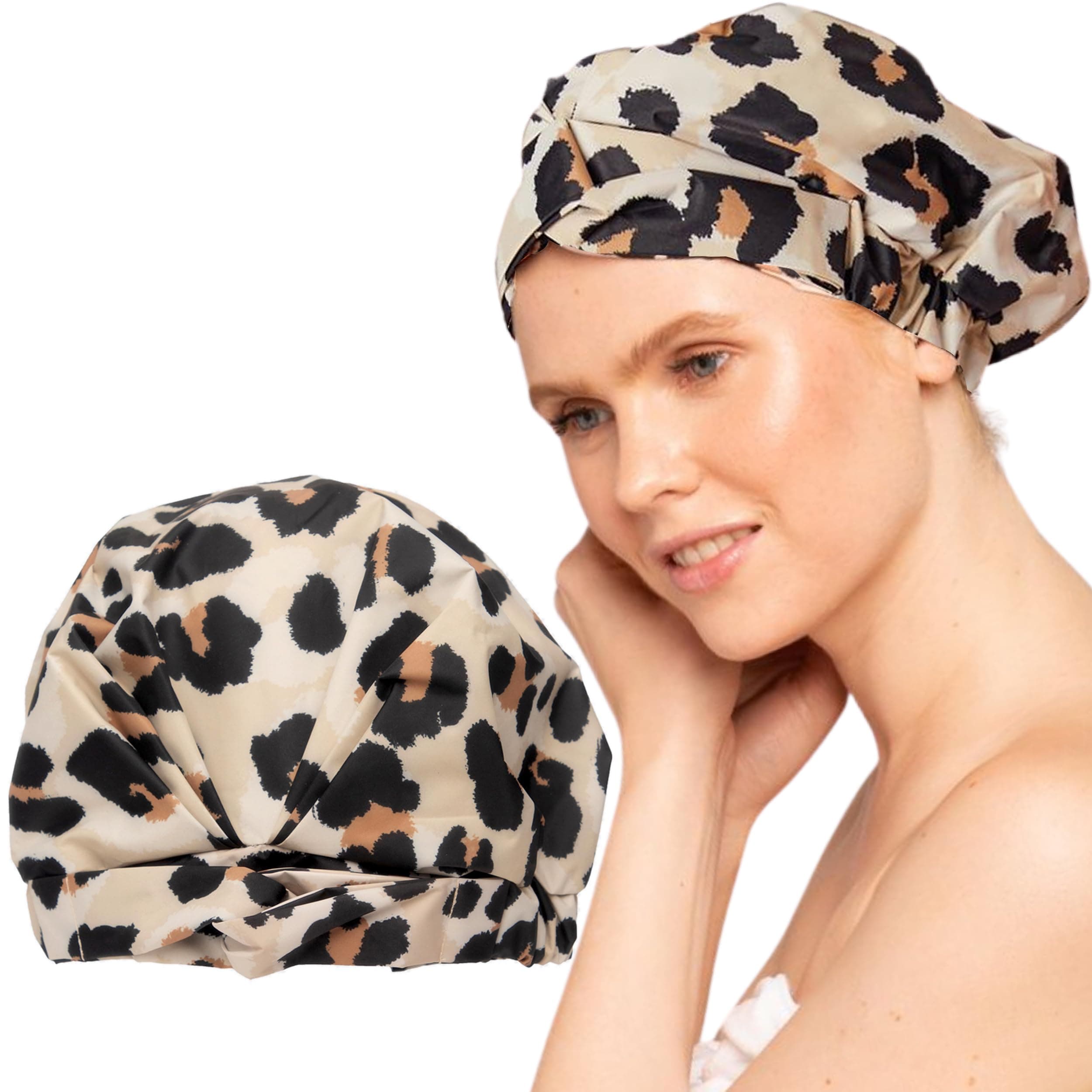 Luxury Shower Cap for Women, Leopard- Leopard