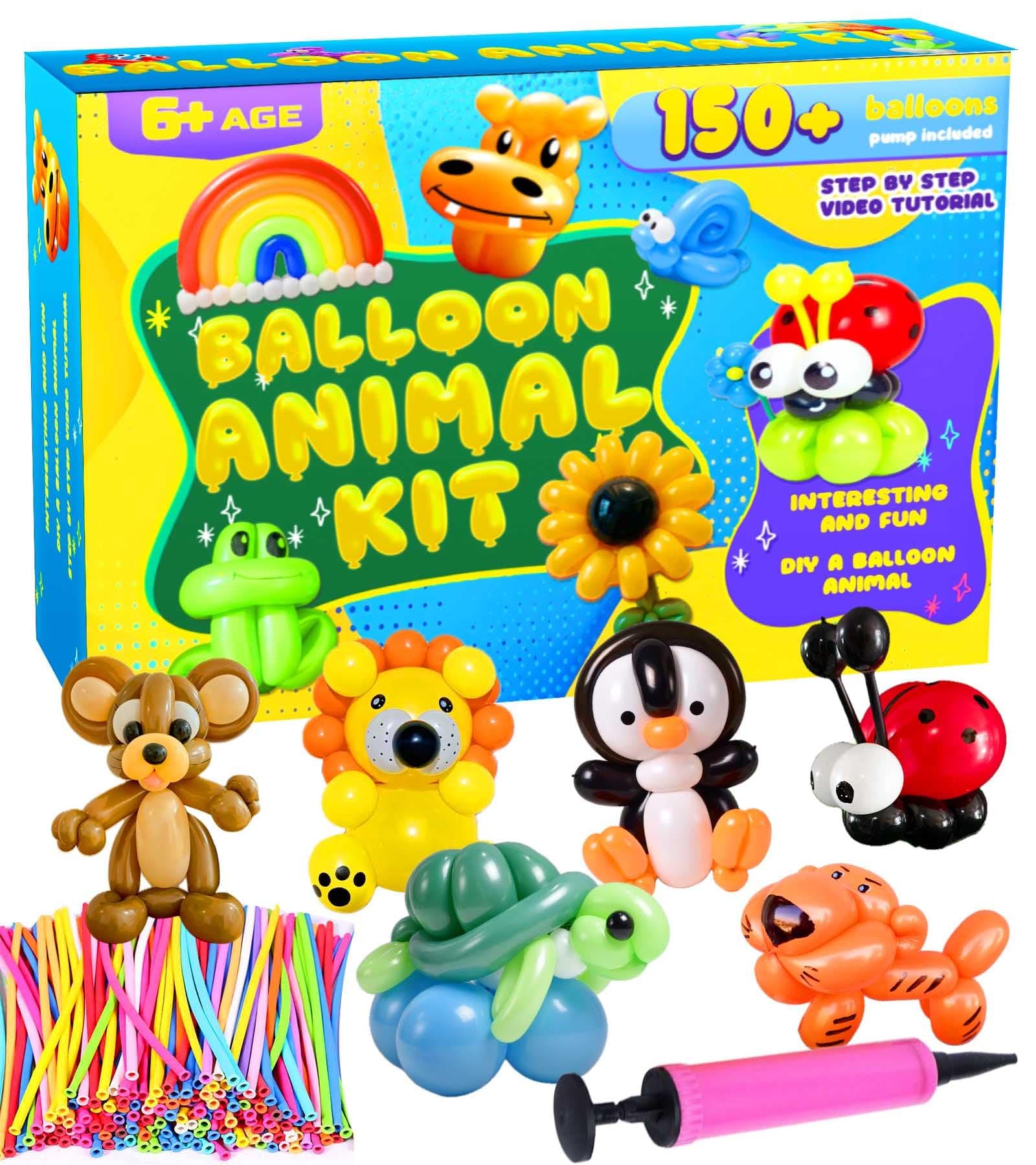 150PCS Balloon Animal Balloons Kit for Beginner with Tutorial - Balloon Animals Kit with Pump, Step-by-Step Video Tutorials