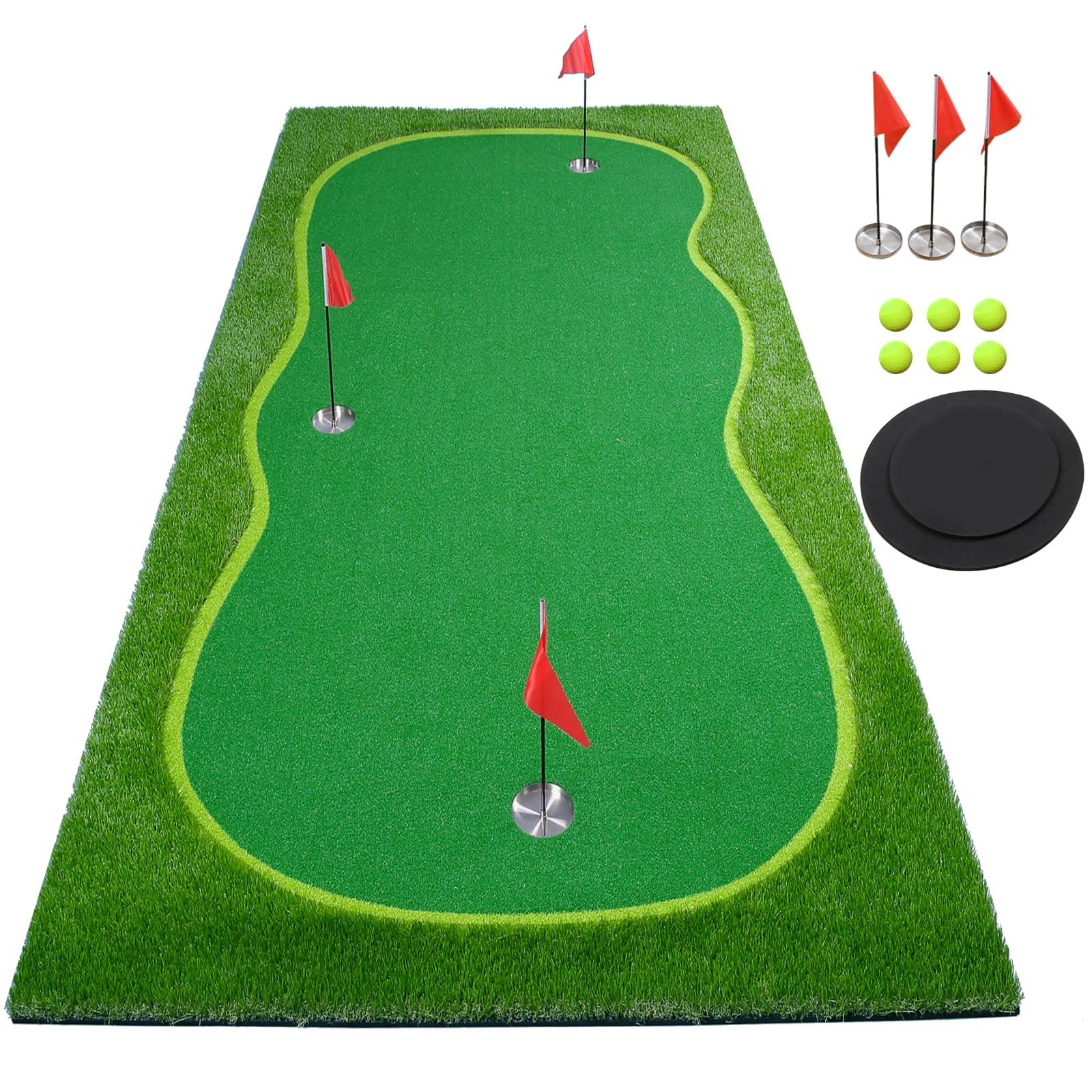 Golf Putting Green/Mat-Golf Training Mat- Professional Golf Practice Mat- Green Long Challenging Putter for Indoor/Outdoor