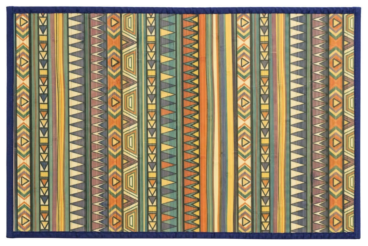 Traders and Company Laser Printed Split Bamboo 2'x3' Veranda Mat - Havana