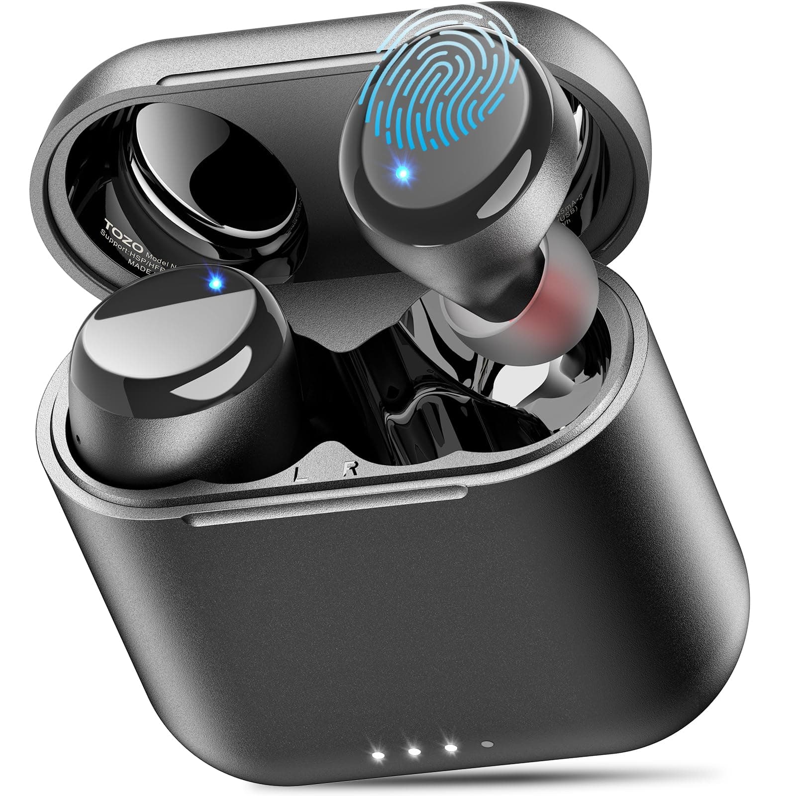 TOZO T6 True Wireless Earbuds Bluetooth 5.3 Headphones Touch Control with Wireless Charging Case IPX8 Waterproof Stereo Earphones in-Ear Built-in Mic Headset Premium Deep Bass Black